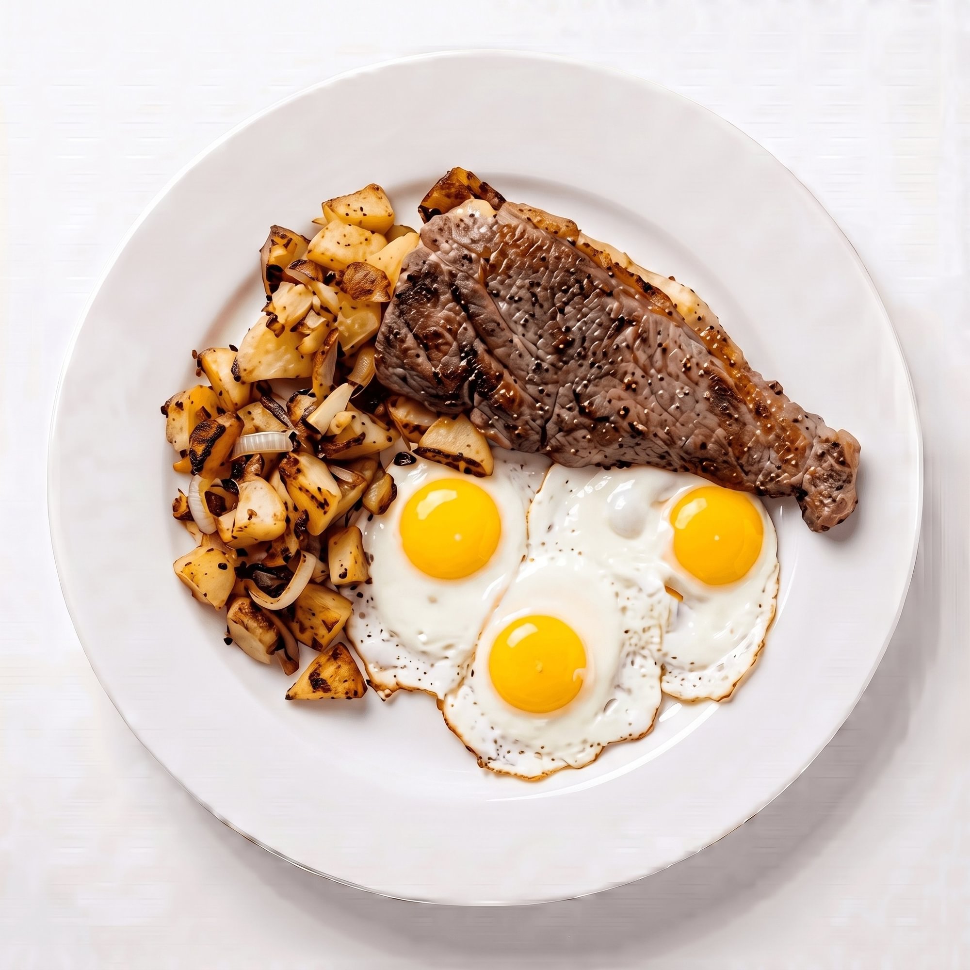 Steak Tips and 3 Eggs