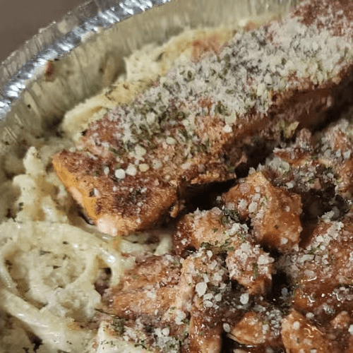 Jerk Chicken & Salmon Alfredo