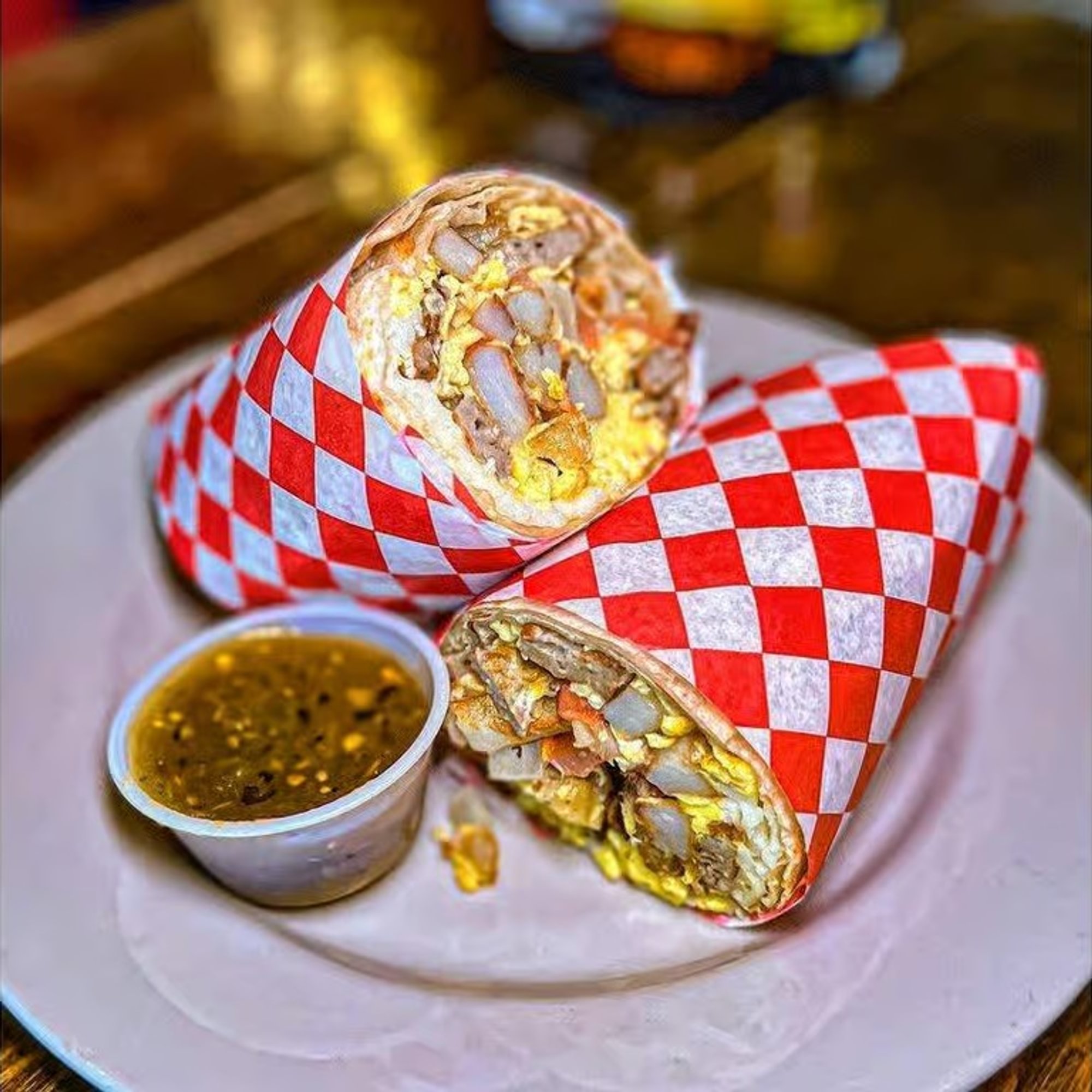 Sausage Breakfast Burrito.