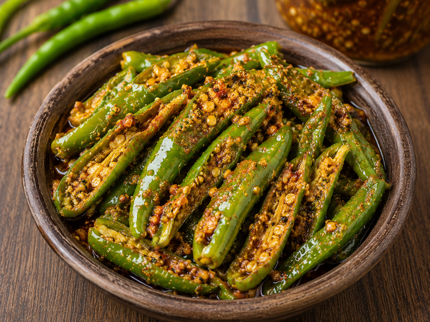 Split Green Chilly Pickle Fresh