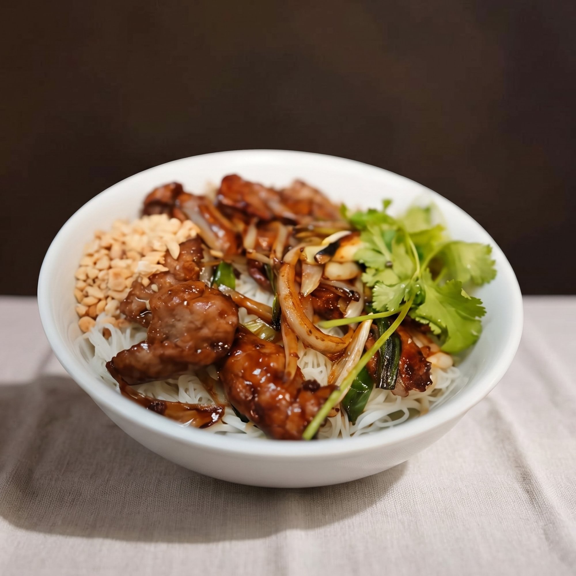 Beef or Chicken Over Rice Noodle Salad