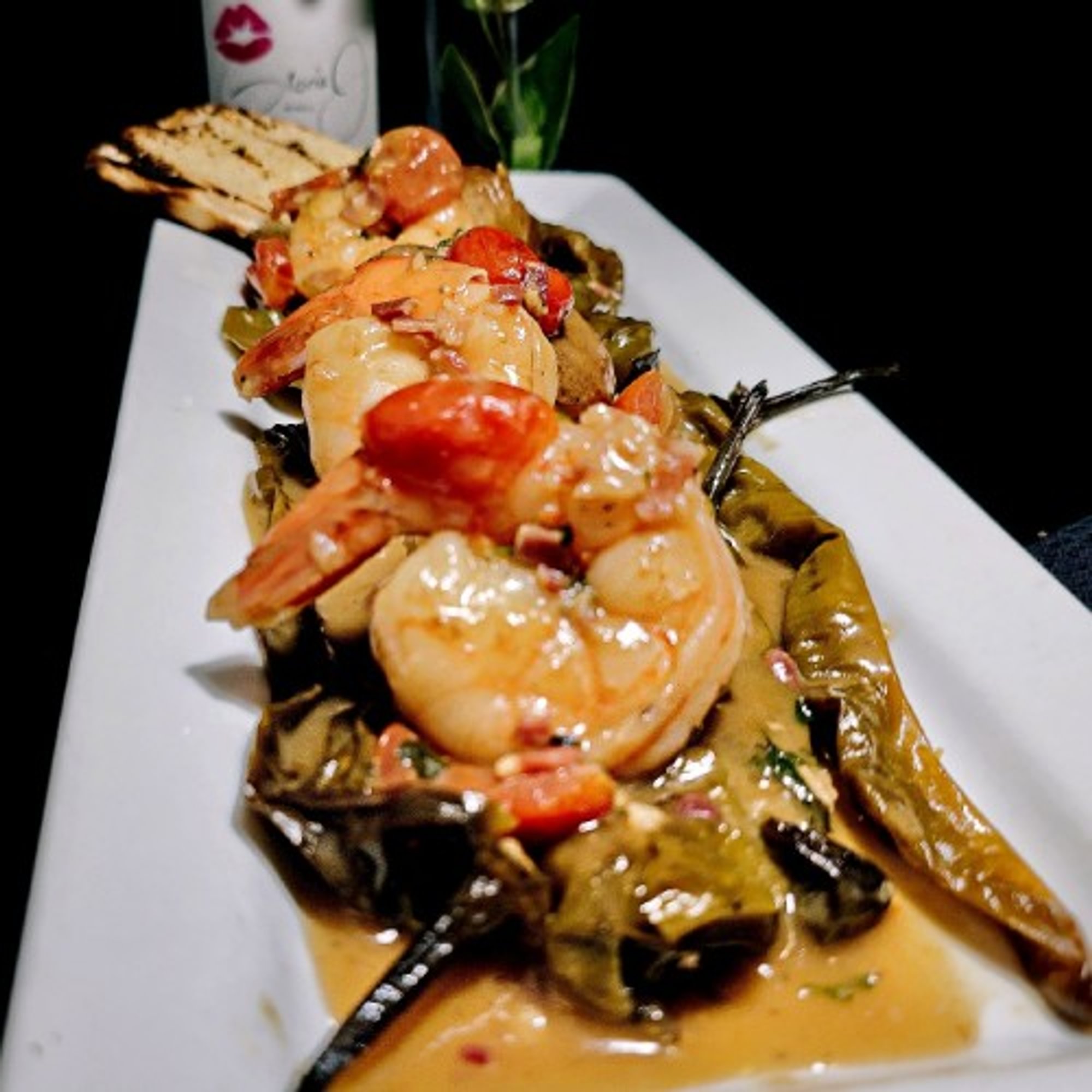 Sautéed Long Hot Peppers with Shrimp