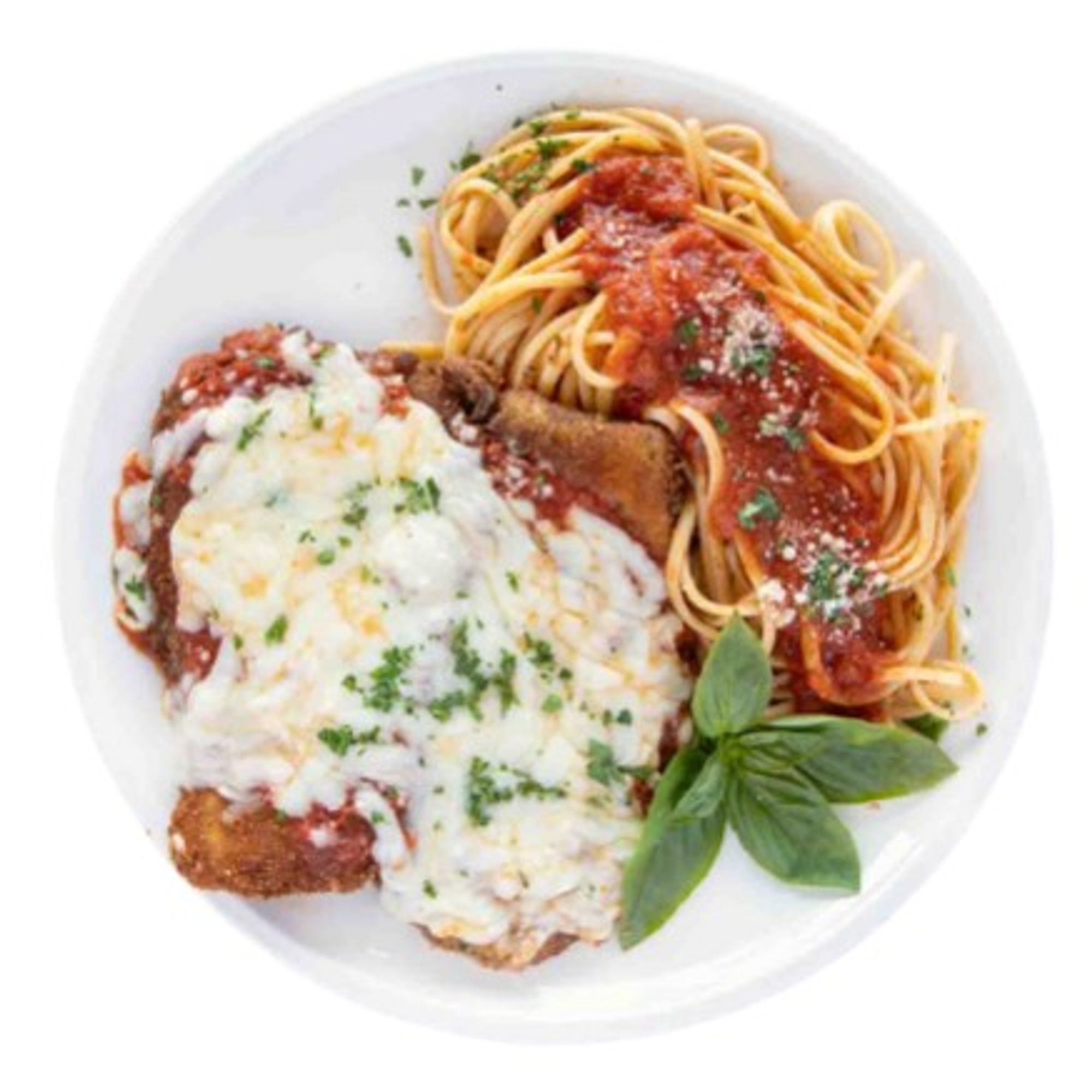 " Lunch Special " - Eggplant Parm Over Pasta