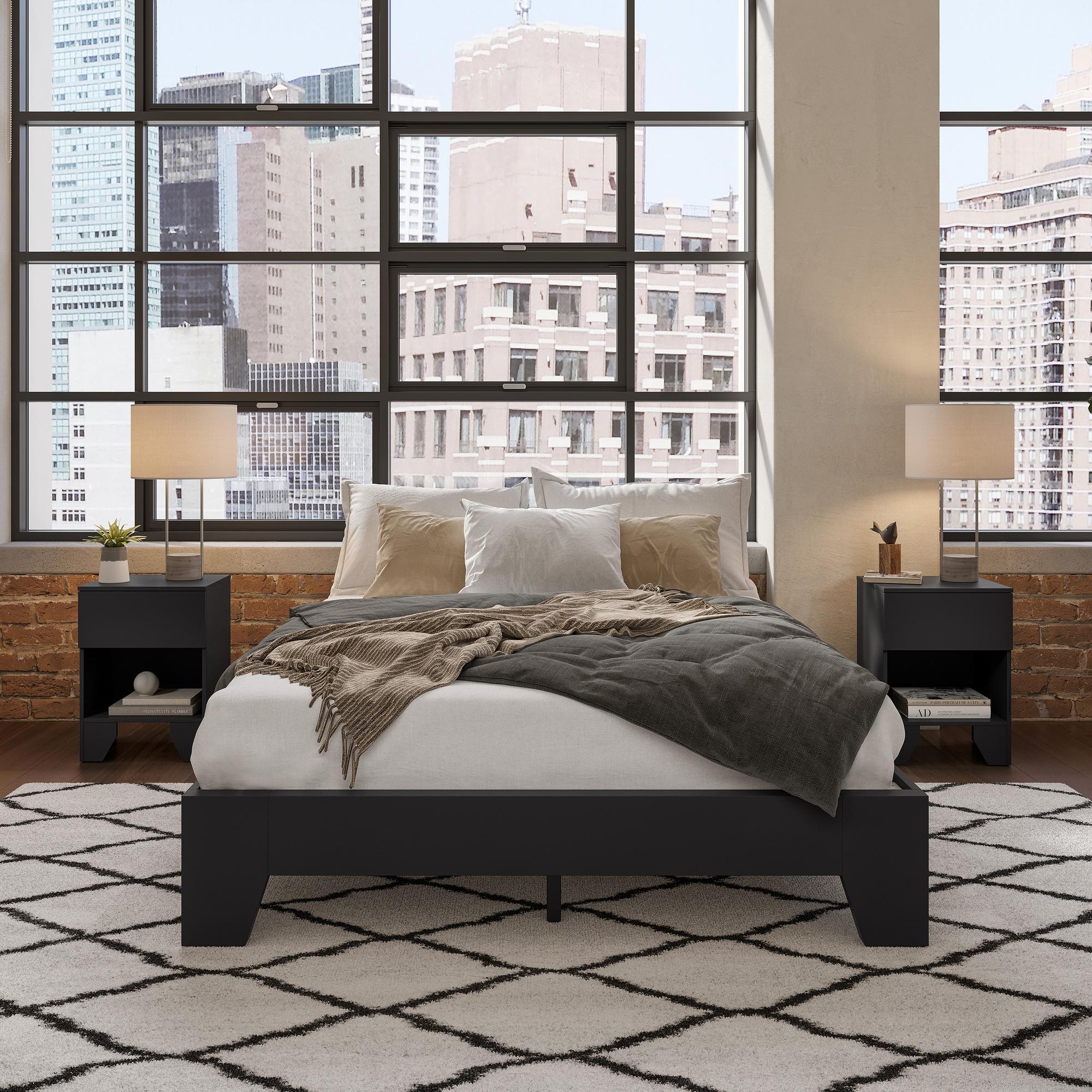 Queen Mereno Platform Bed & Nightstand