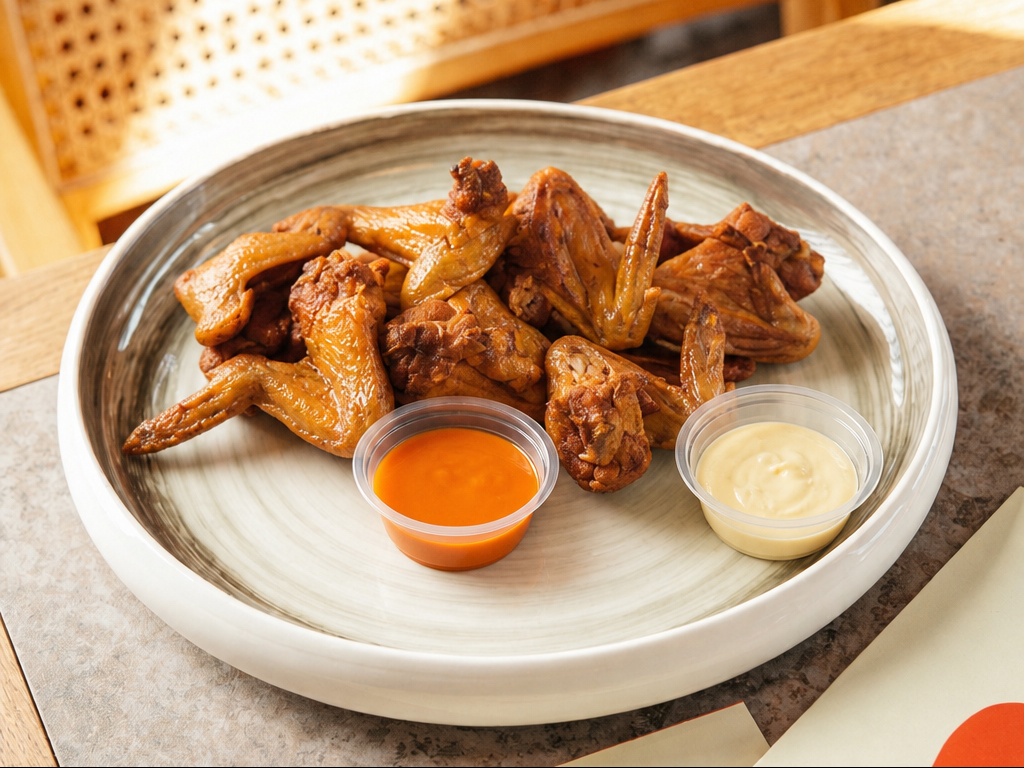 Wings 4 Pieces (With Sauce Of Choice Lemon Herb/Wing Sauce/ Hot/ Garlic/BBQ/ Ranch)