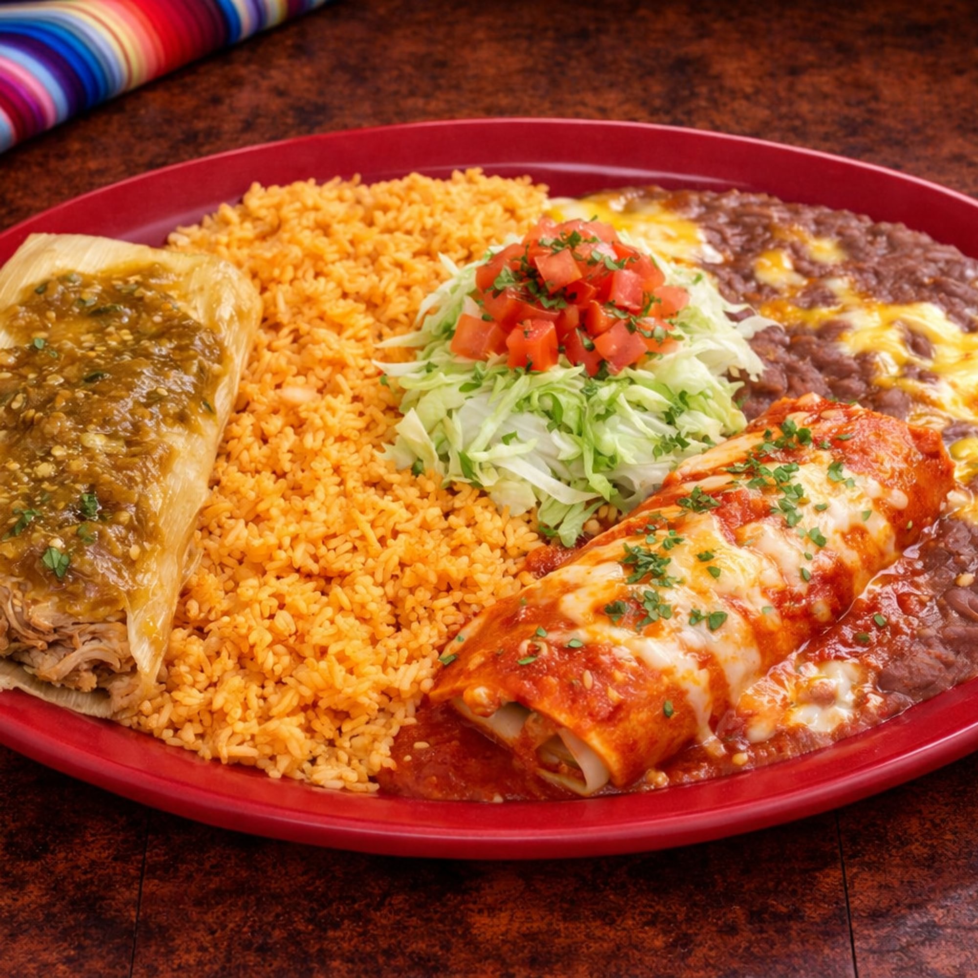 #12 Enchilada & Pork Tamal Combo
