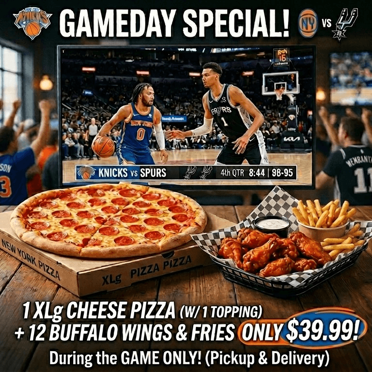 XLg Pizza 1 Topping and 12 Wings with fries