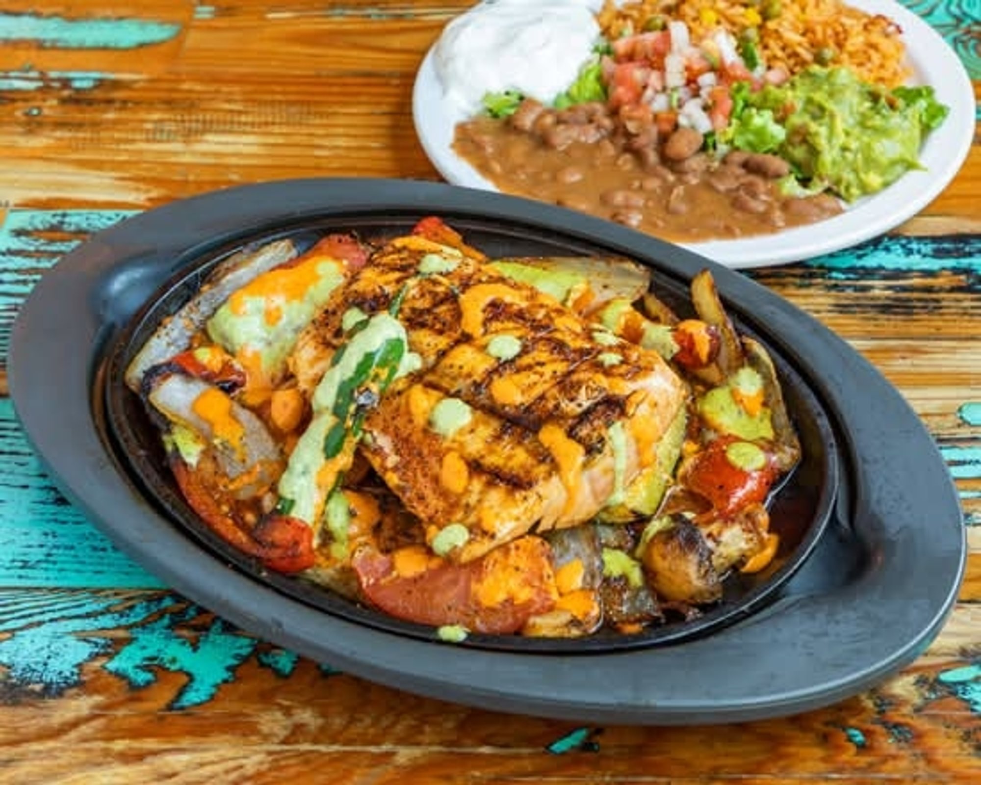 Grilled Salmon Steak Fajitas