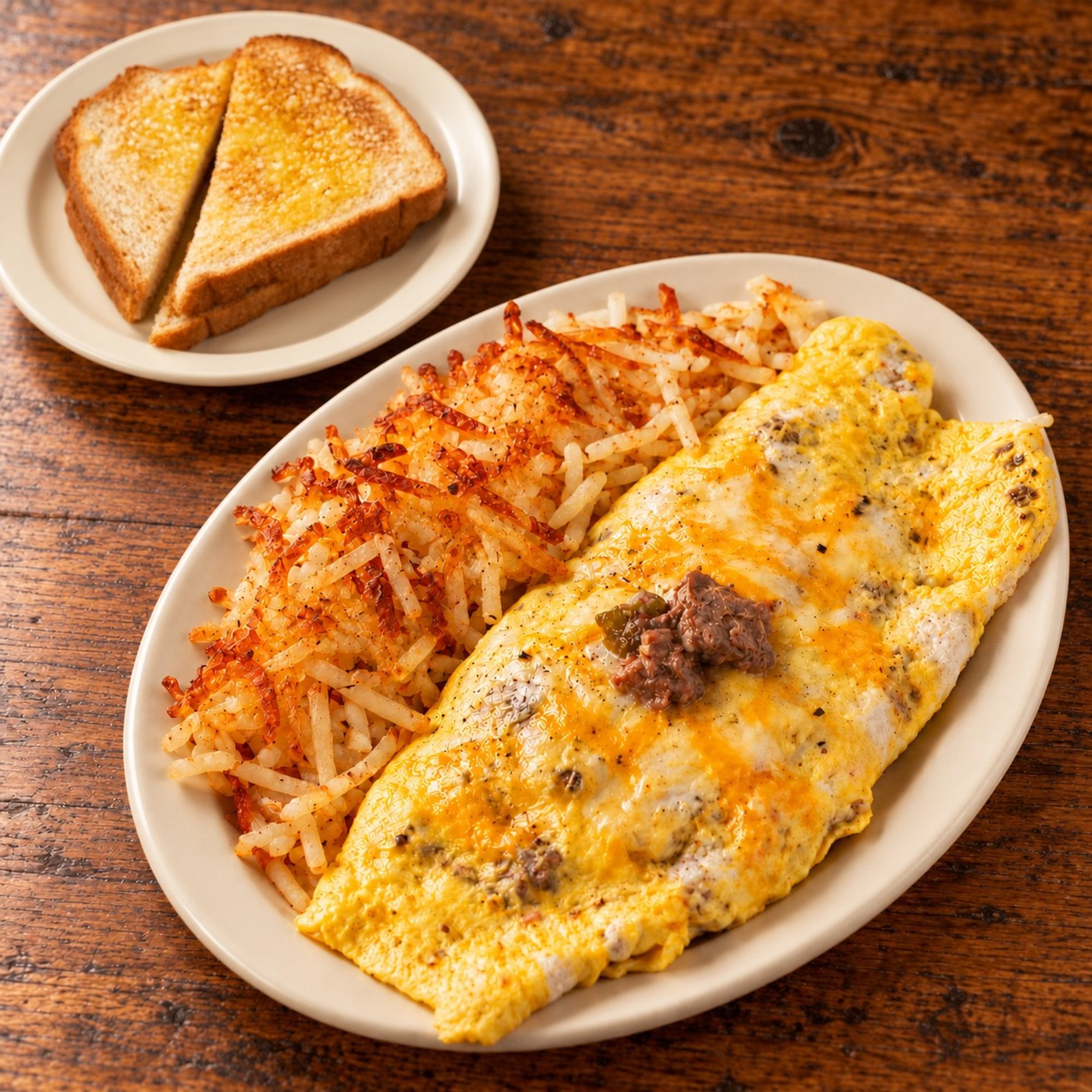 Stew Meat & Cheese Omelette