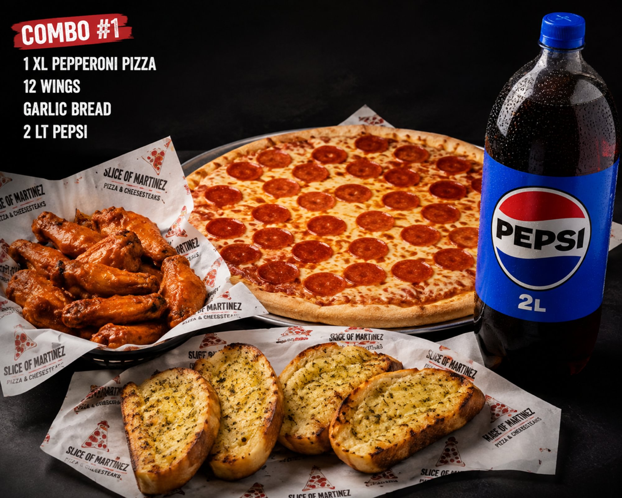 1 XL Pizza 1 Topping, 12 Wing, 2 Liter Soda, Small Garlic Stick