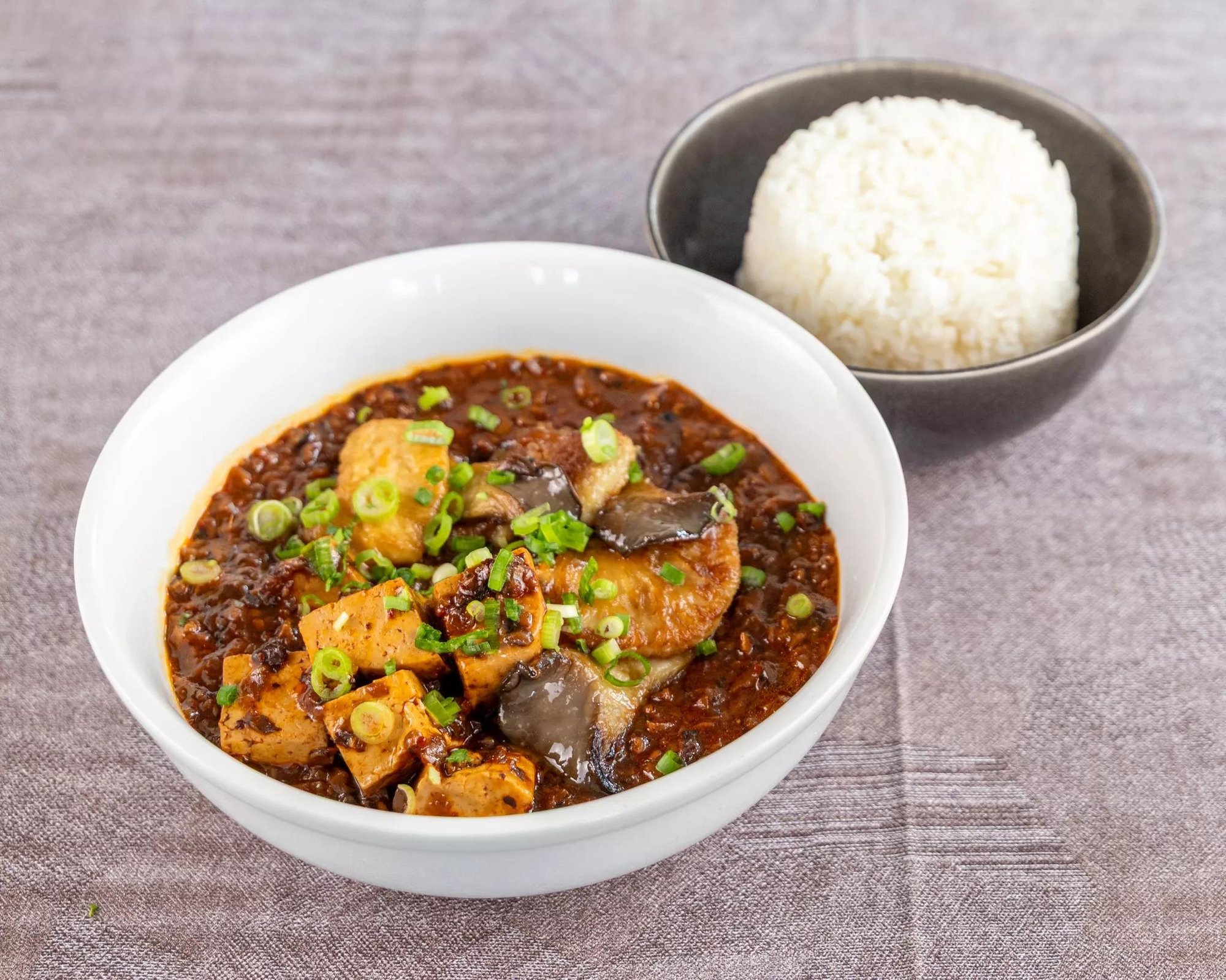 Tofu & Mushroom Mapo Rice Bowl