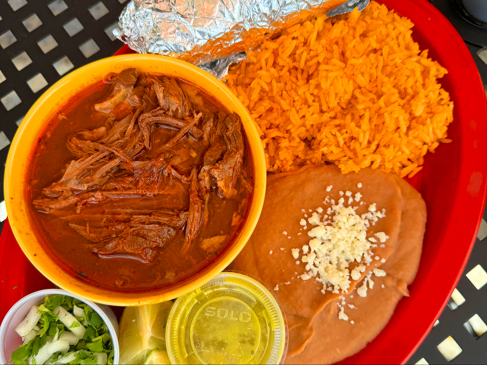 Birria Plate w/ Rice & Beans