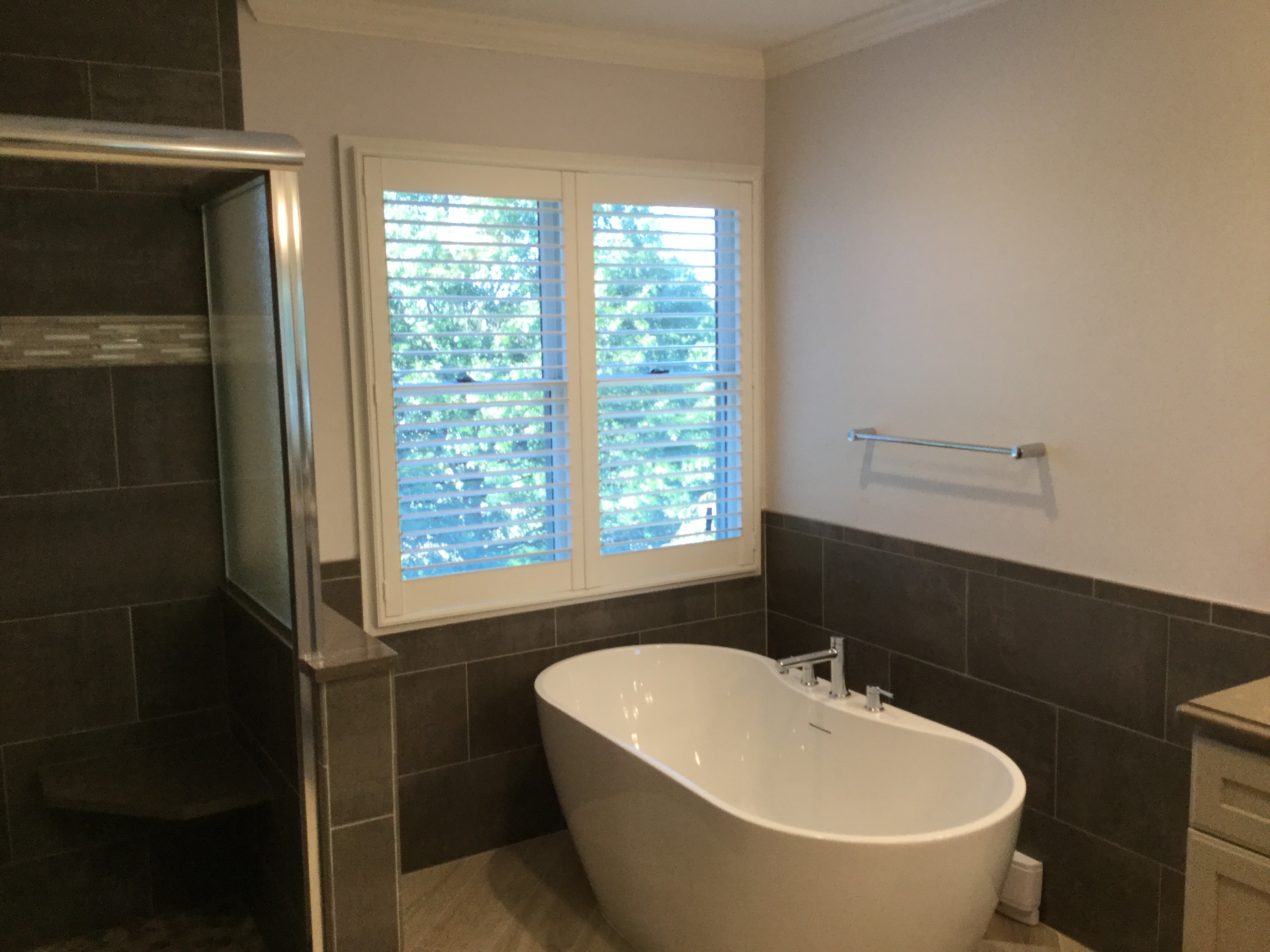 Interior Shutters by Budget Blinds of Phillipsburg compliment this classic designed bathroom so well. They add a simple touch of timeless beauty while allowing you to enjoy optimal privacy!  BudgetBlindsPhillipsburg  ShutterattheBeauty  FreeConsultation  InteriorShutters
