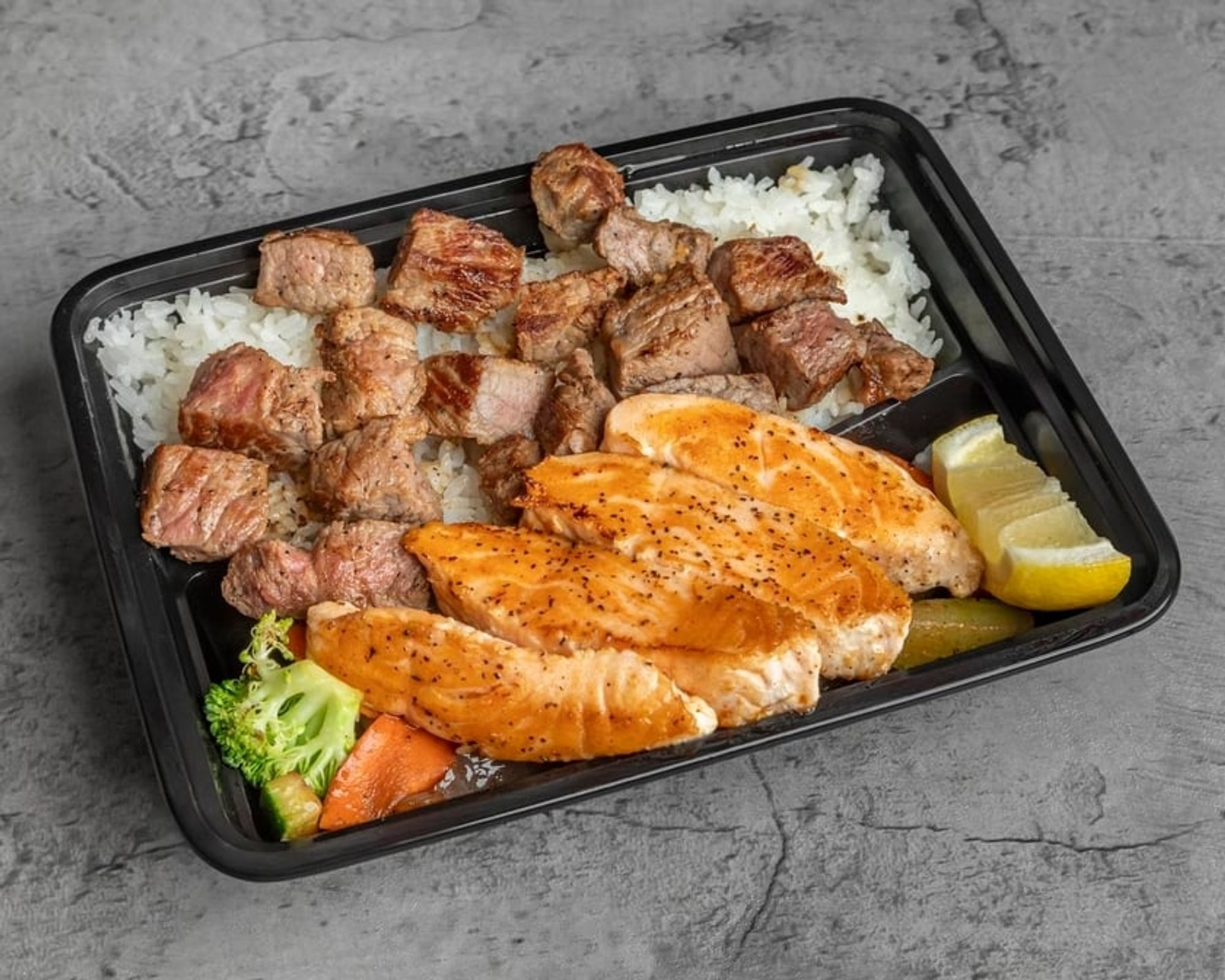 Salmon & NY Steak Combination Plate