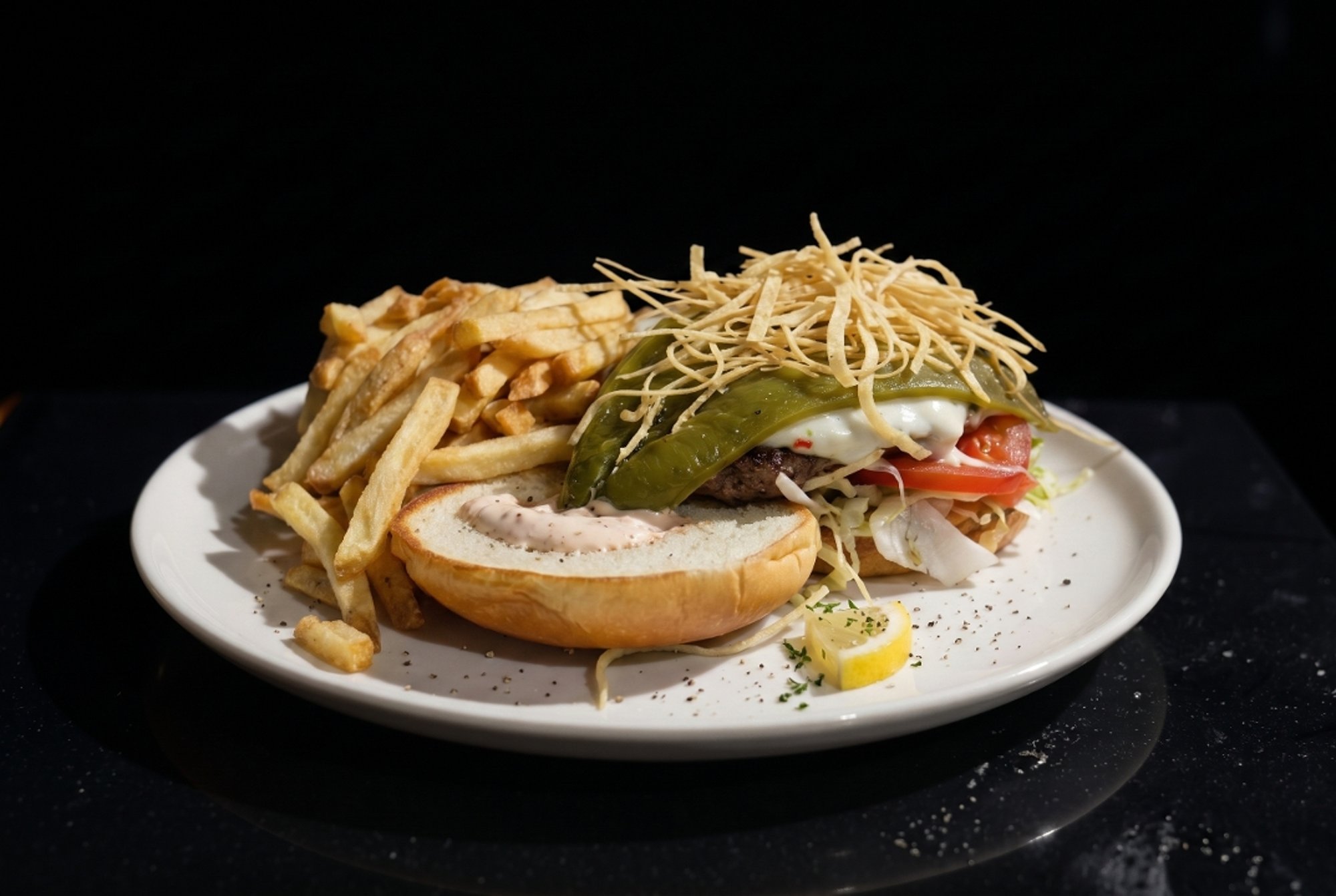 Green Chili Cheese Burger