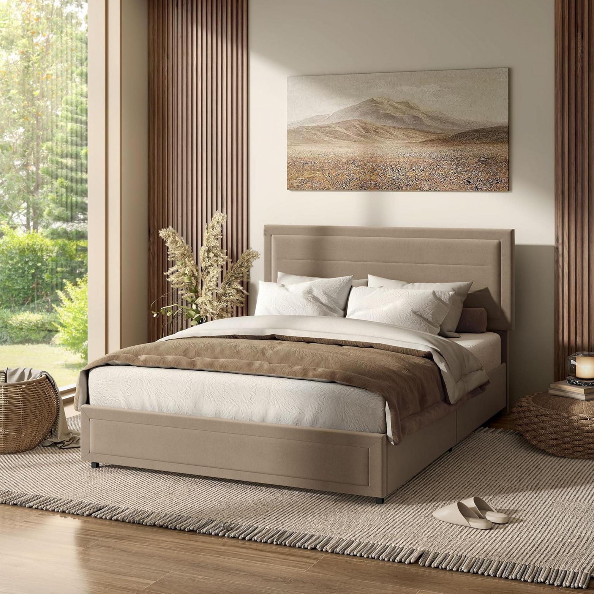 Queen Lunaris Bed - Light Brown