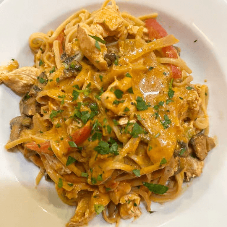 Thai coconut linguini with chicken dinner