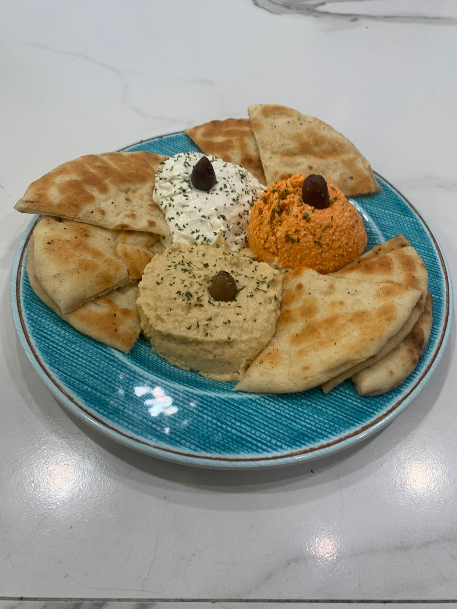TRIO GREEK SPREADS (tzatziki, kopanisi, hummus) W/PITA