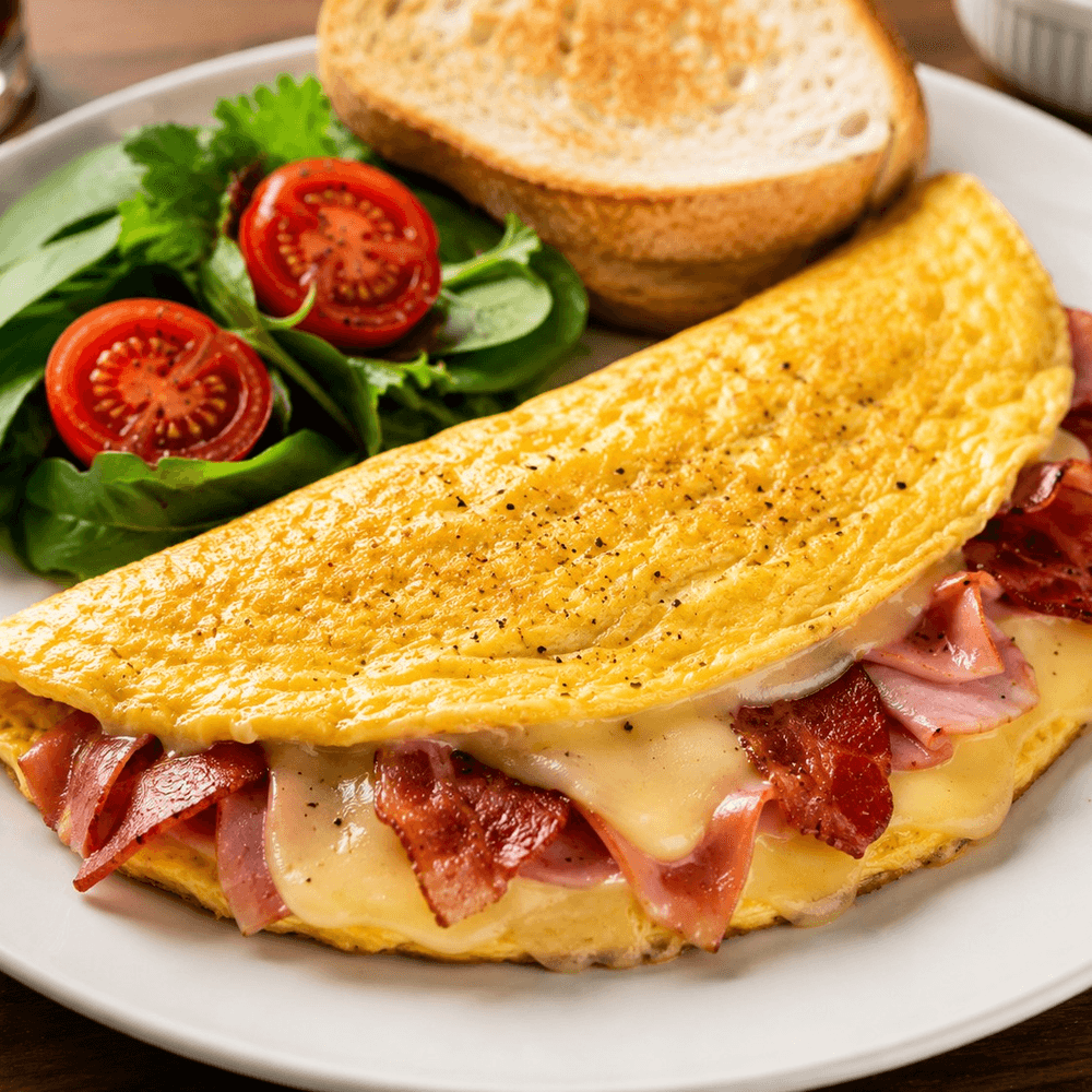Bacon, Ham and Cheese Omelet