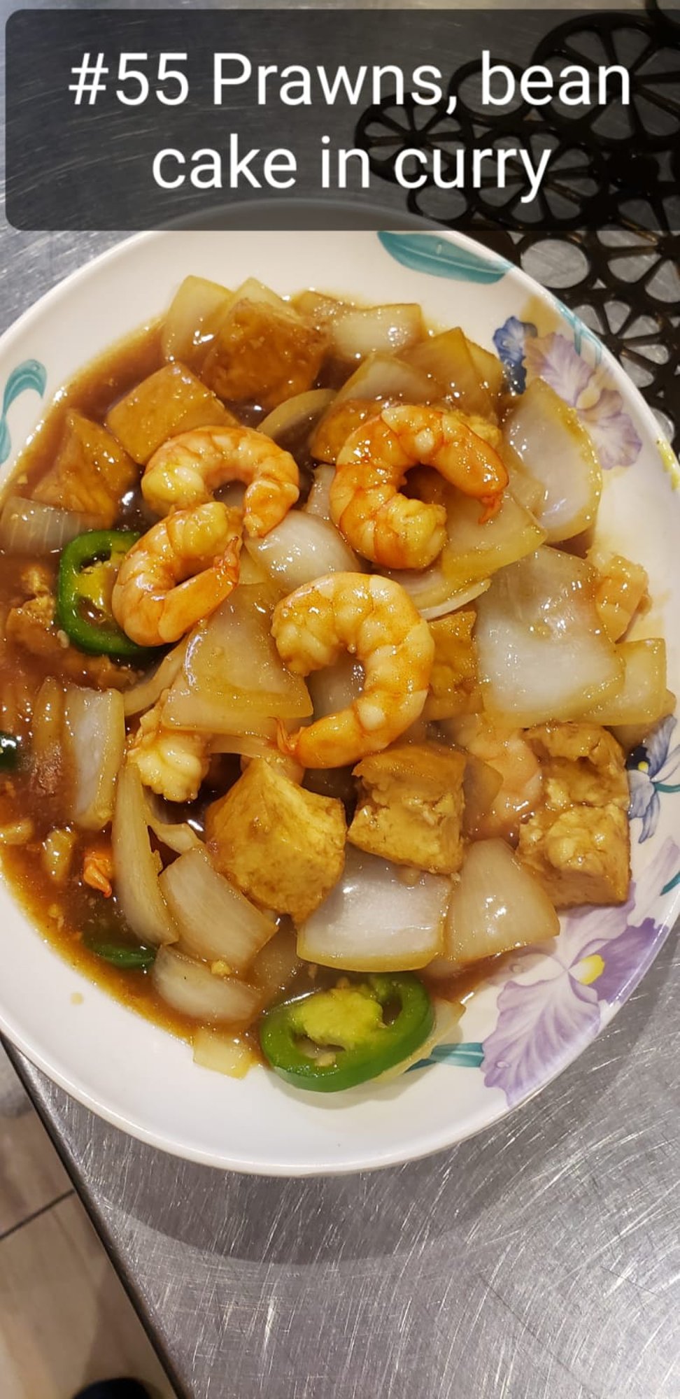 55. Prawn & bean cake in curry spicy sauce - tôm cà ri