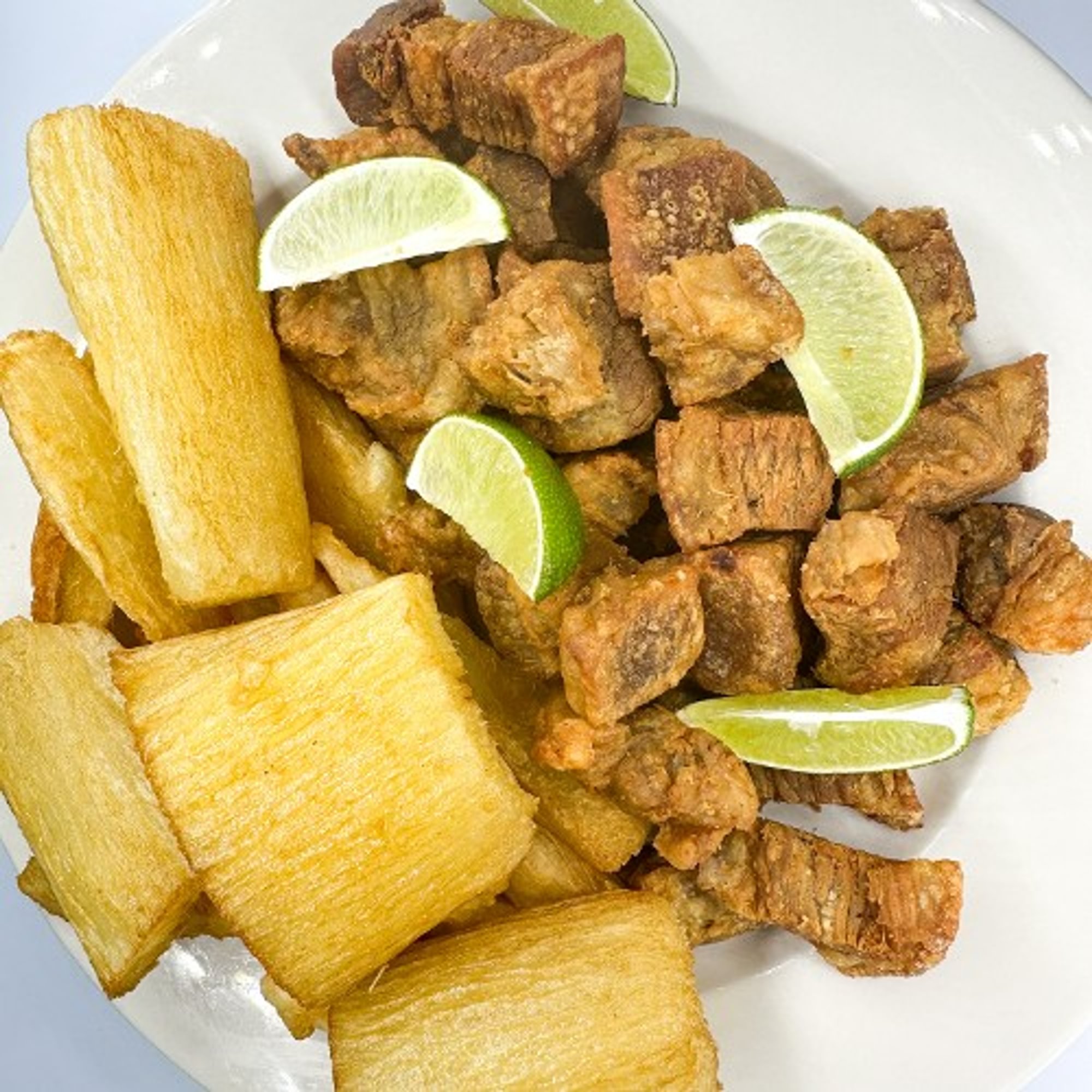 Fried Bacon Pork Belly with Yucca Fritters