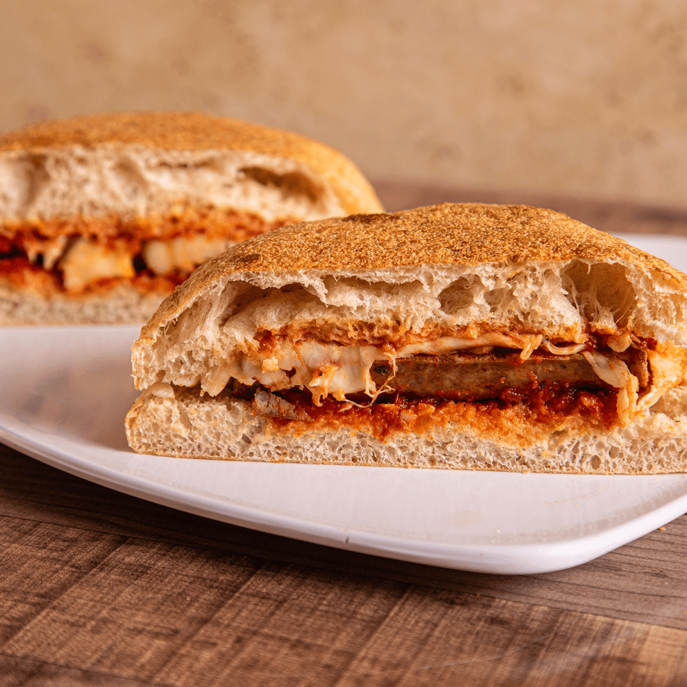 Sausage & Peppers Parmigiana Sandwich
