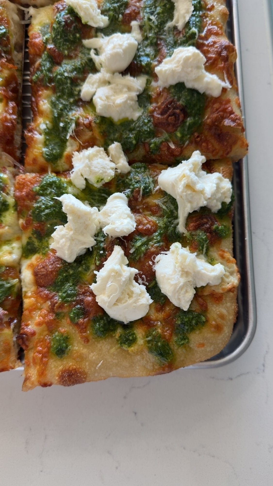 Pesto Burrata Focaccia Pizza