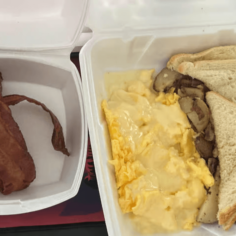 2 Eggs, Homefries, Choice of Toast & Choice of Meat