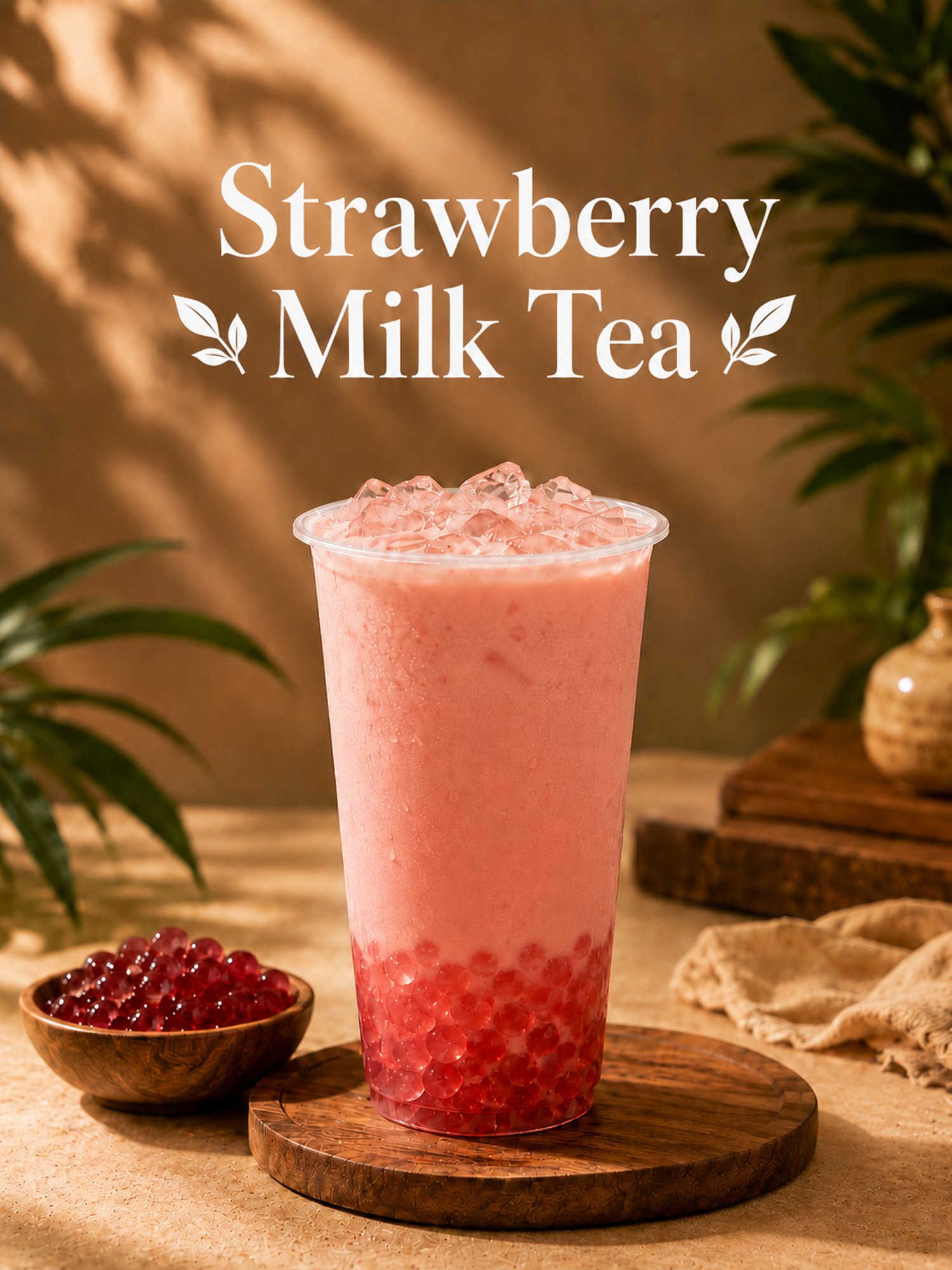Strawberry Boba Milk Tea