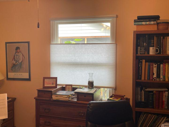 Sun blinding you while you're trying to read? Can't have that! Here in Greencastle, we solved the problem with Cellular Shades. Drop the tops, raise the bottoms-adjust them just right for your needs!  BudgetBlindsPlainfieldIN  CellularShades  TopDownBottomUpShades  GreencastleIN  FreeConsultation  W