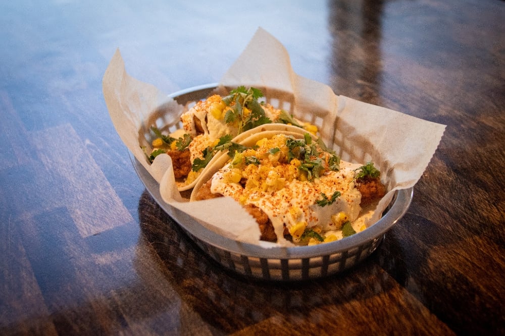 Fried Chicken Elotes Tacos