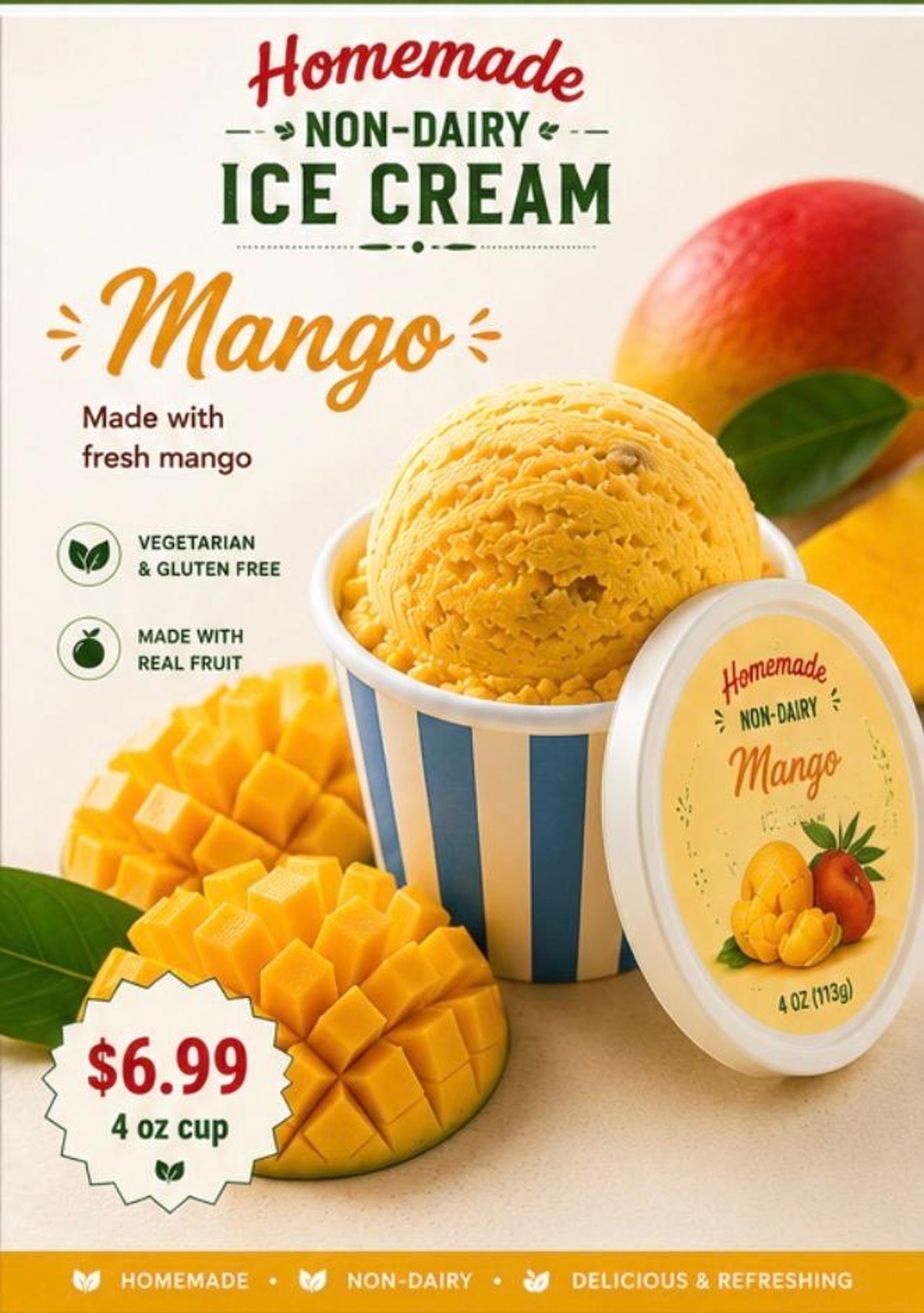 # (Homemade) Mango Ice Cream (4 oz.)