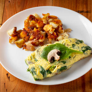 FRESH SPINACH, MUSHROOM & JACK CHEESE OMELETTE