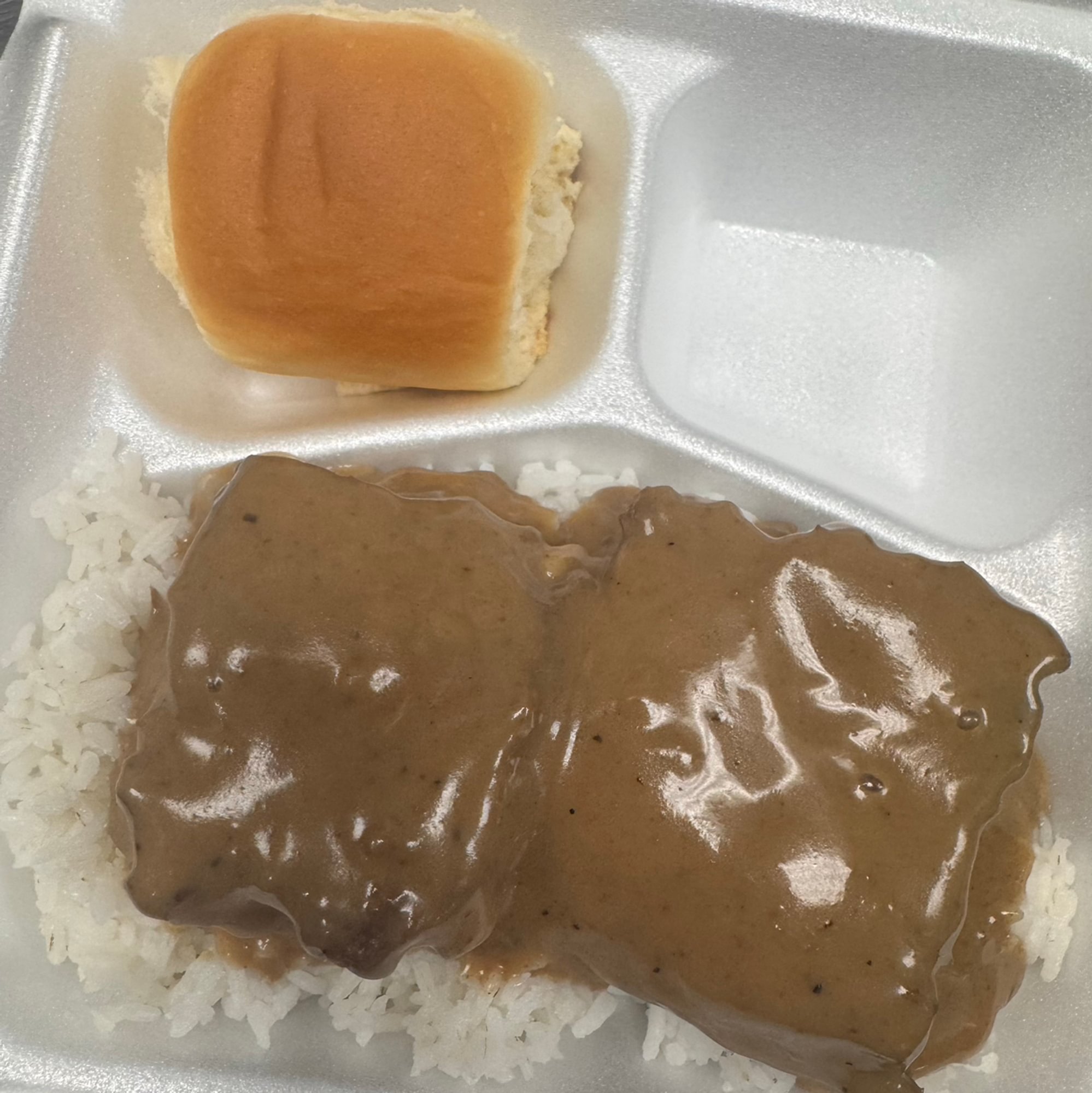 Hamburger Steak with Rice and Gravy Entree