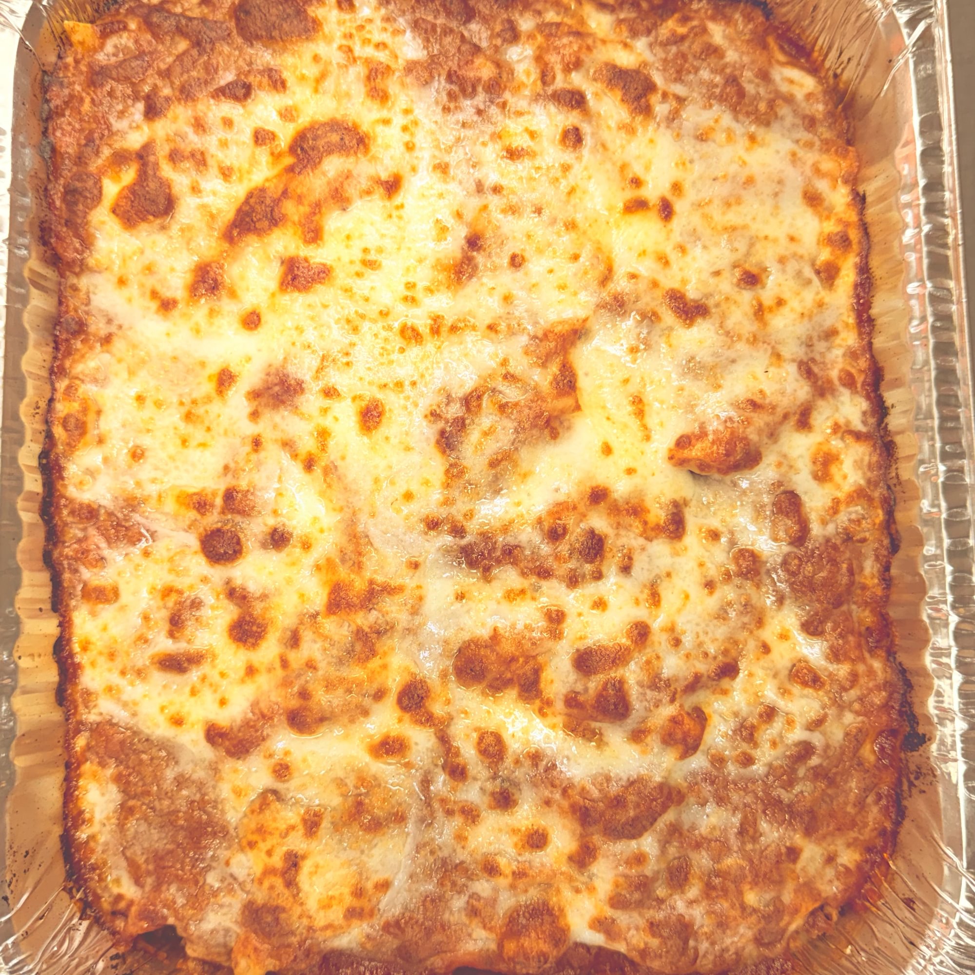 Tub of Baked Mostaccioli
