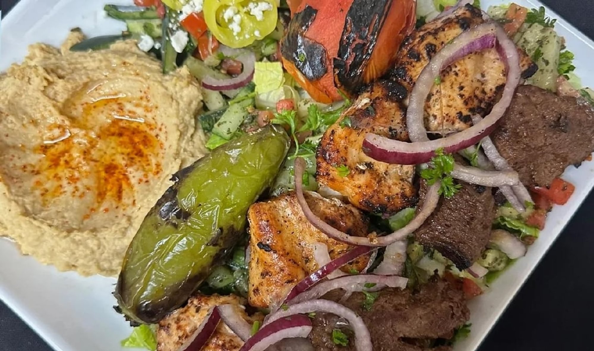 101. Low Carb Beef & Chicken Combo Kebab Plate (2 Skewers)