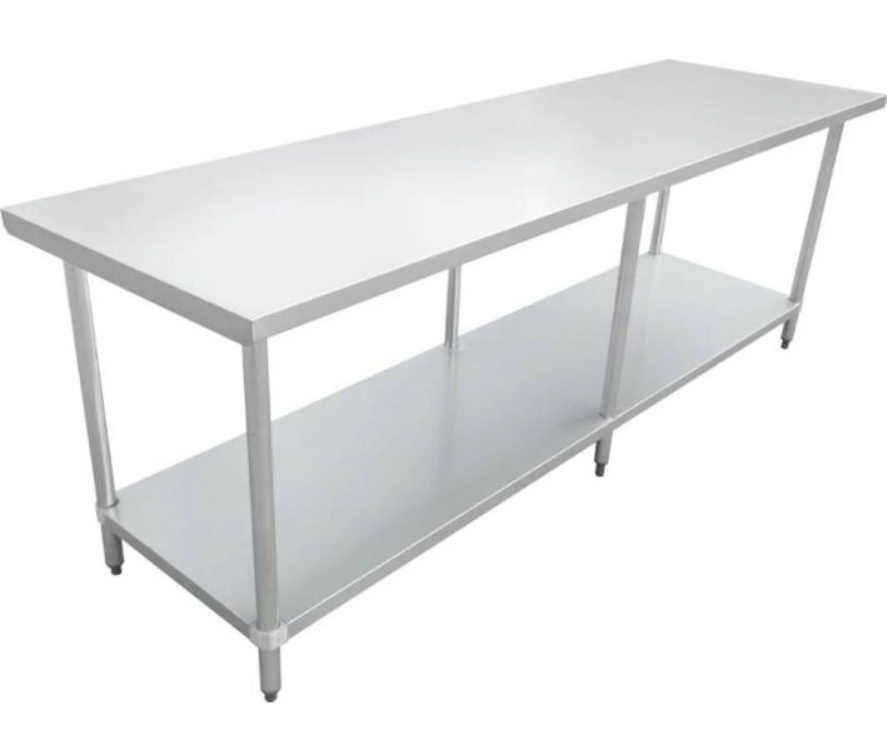 Zanduco 24" x 96" Stainless Steel Worktable with Stainless Steel Undershelf and Legs