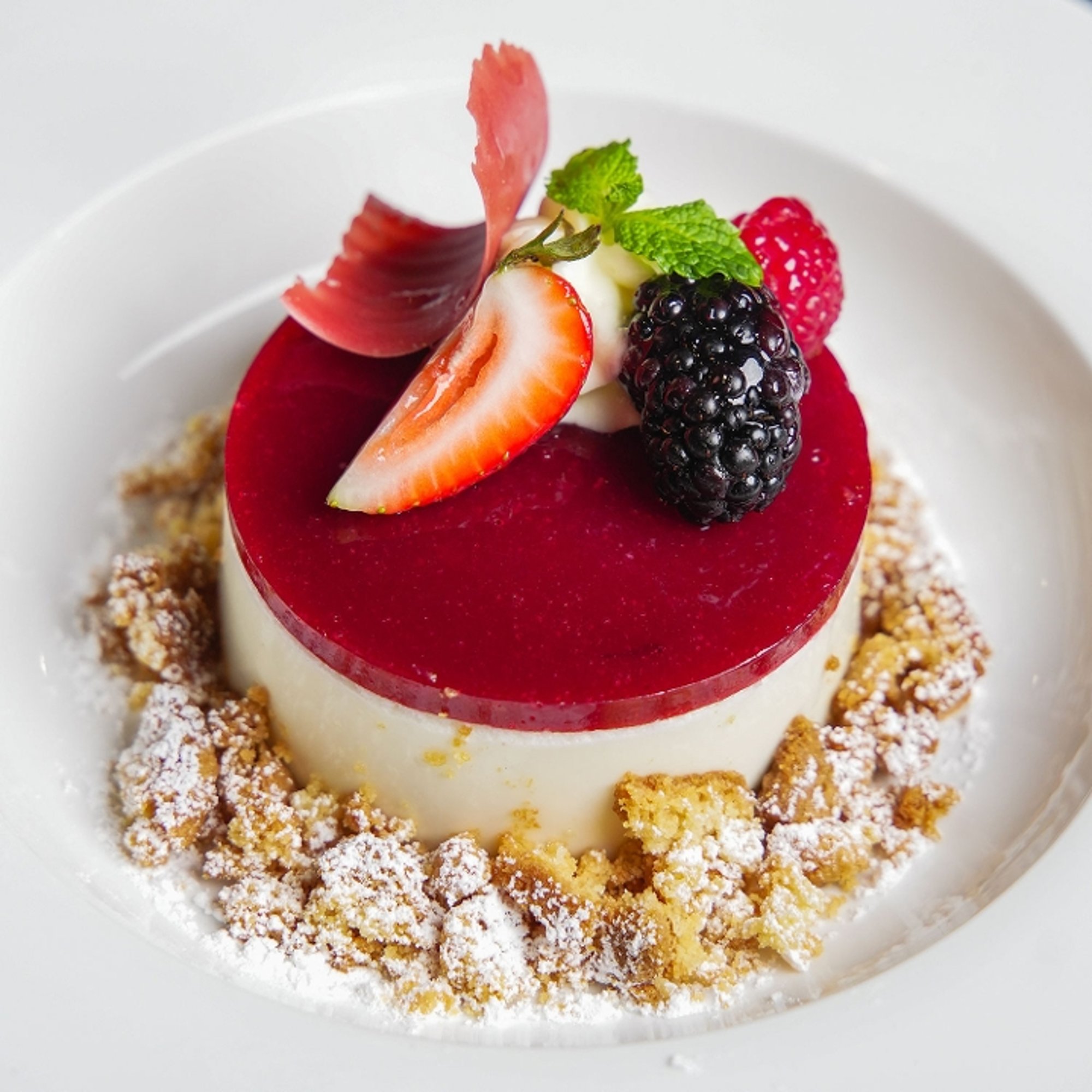 Vanilla Bean & Raspberry Panna Cotta