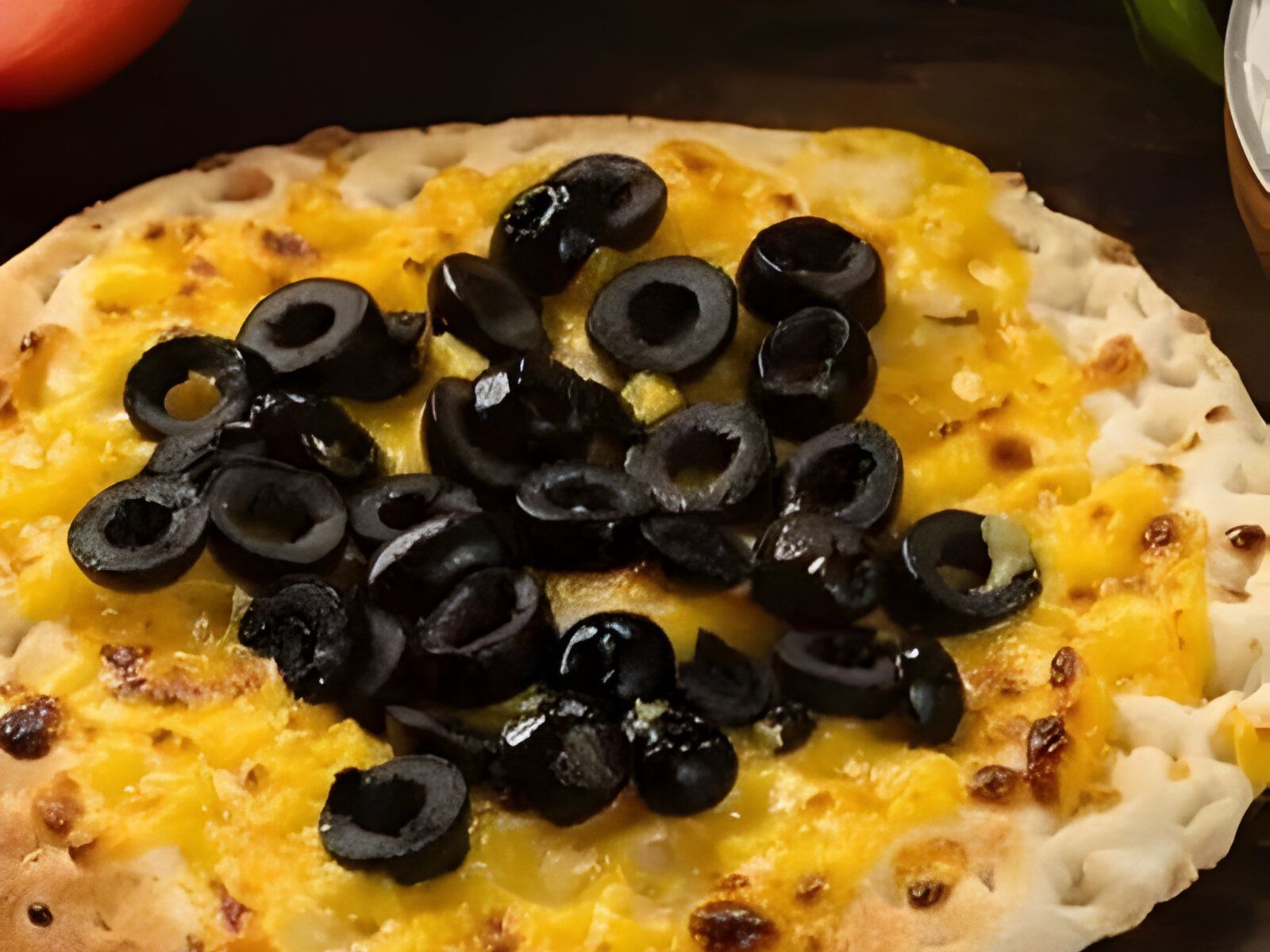 Yellow Cheese with Black Olives- Flat Bread