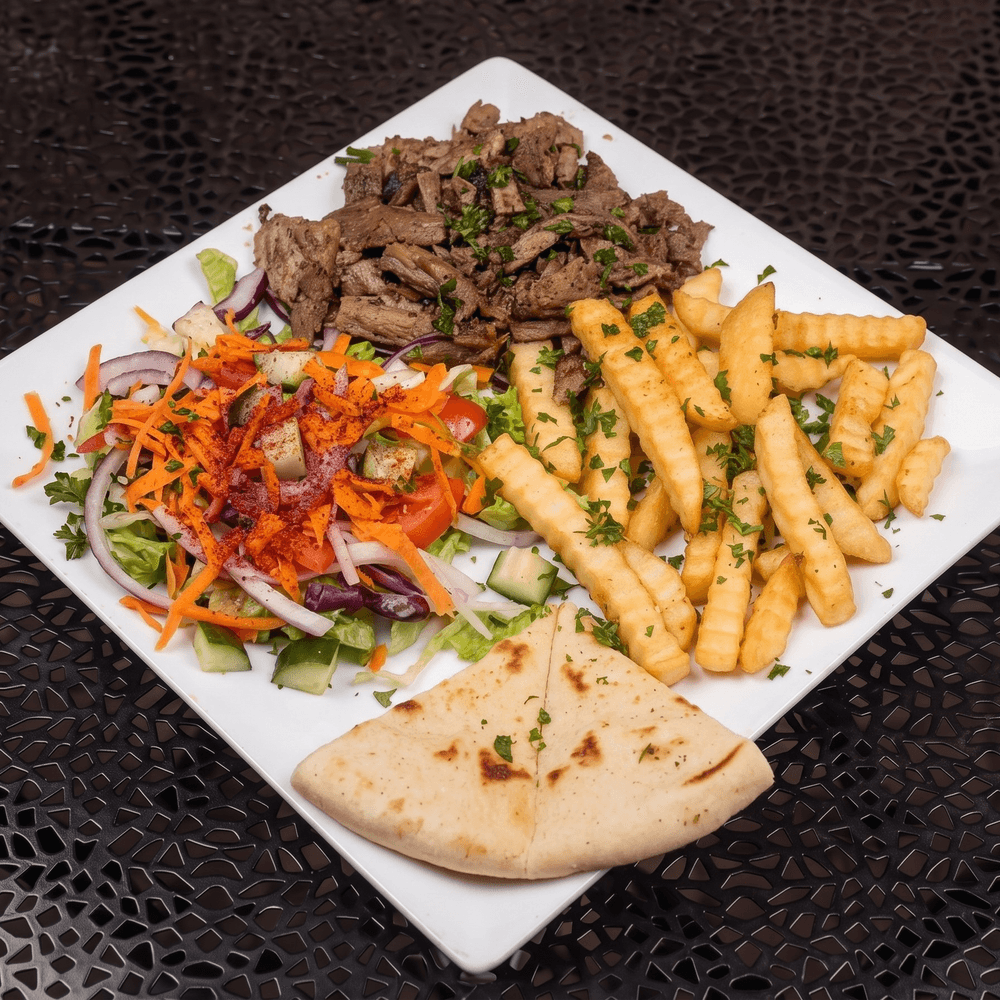 Meat Shawarma With Choice Of Your 2 Sides