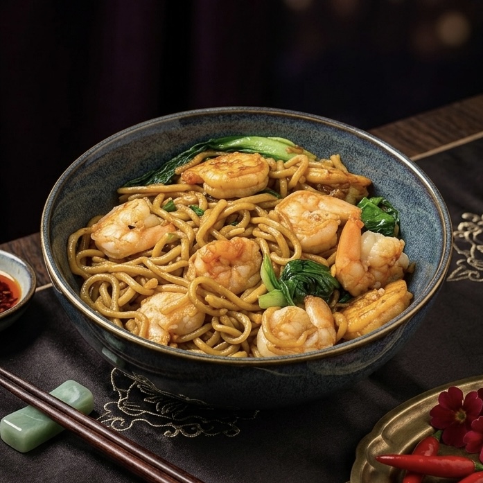 Stir Fry Shrimp Garlic Noodle