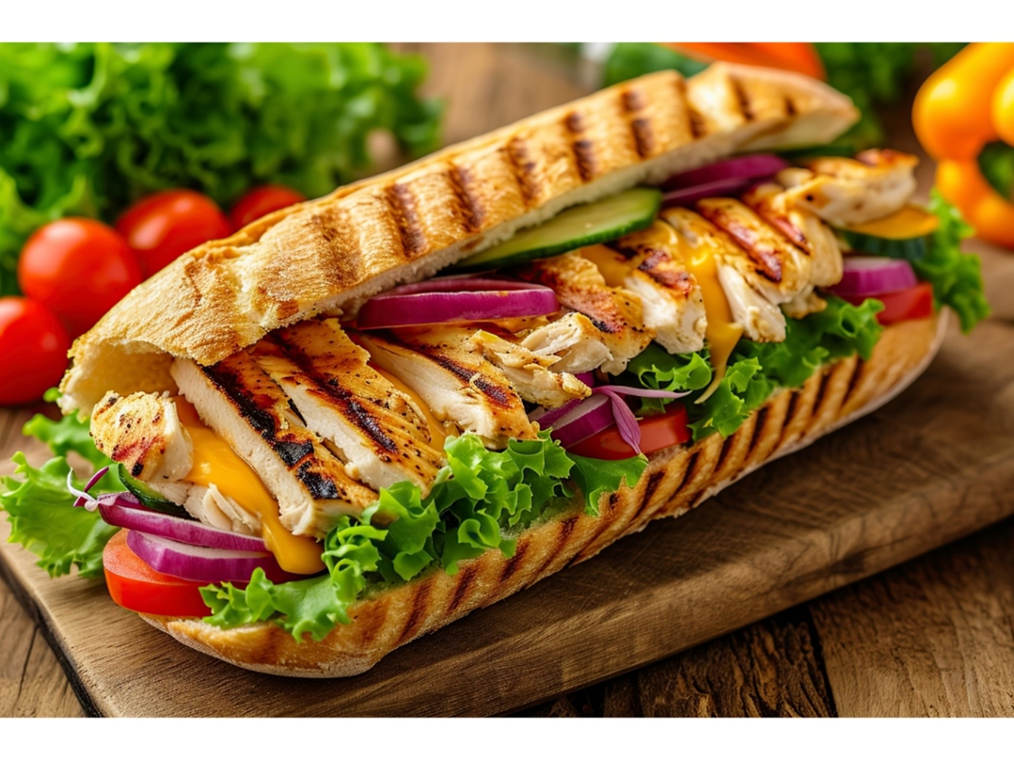Grilled Chicken With American Cheese, Bacon, and BBQ Sauce