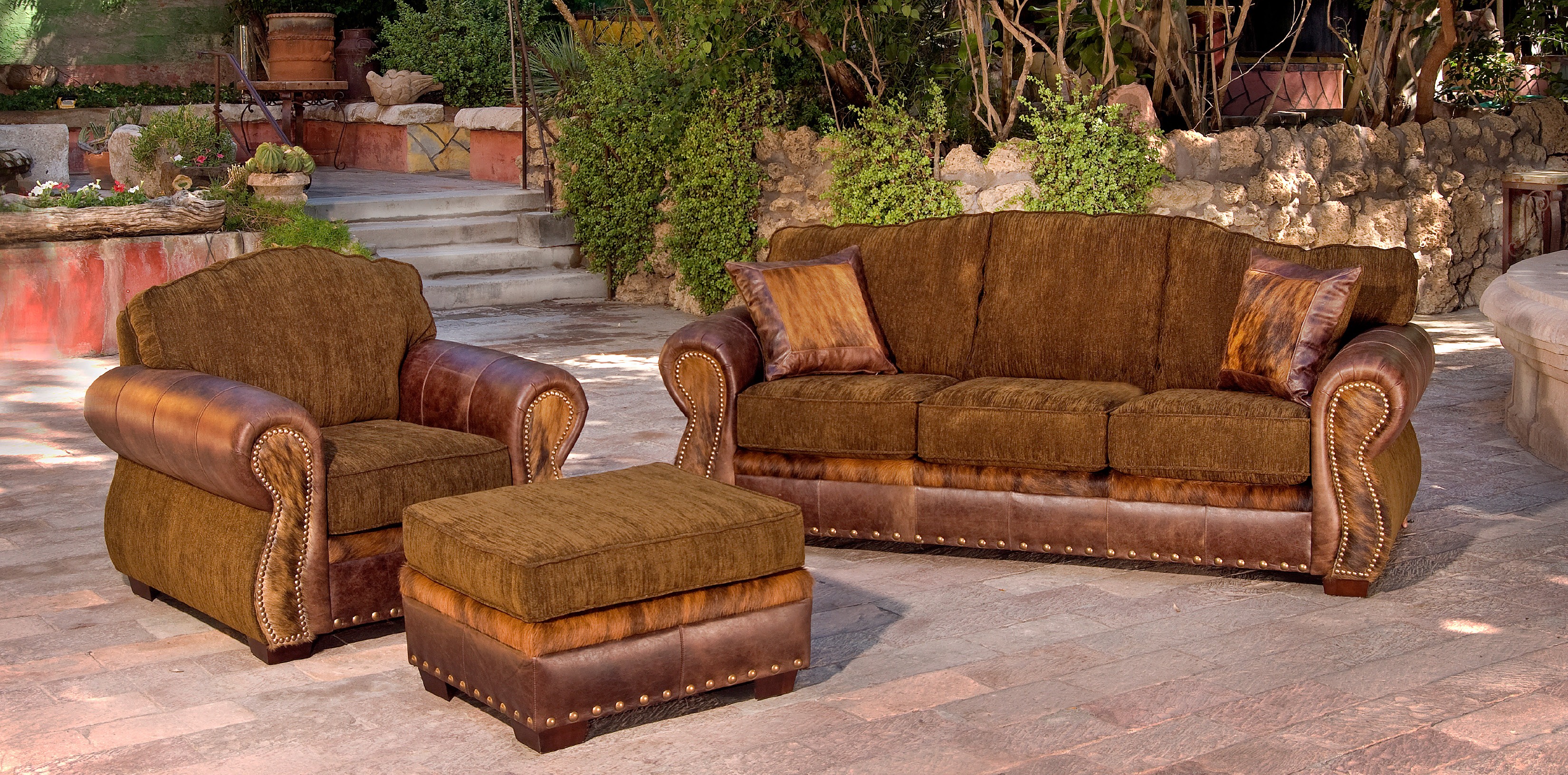 Prescott Hair on Hide Sofa, Chair & Ottoman Living Room Set