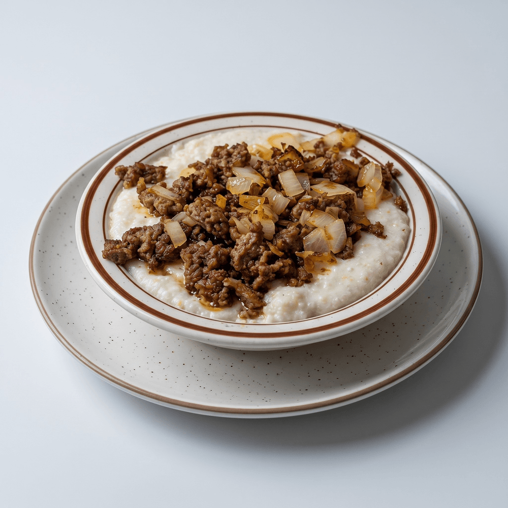 Grits, Sausage, Onions