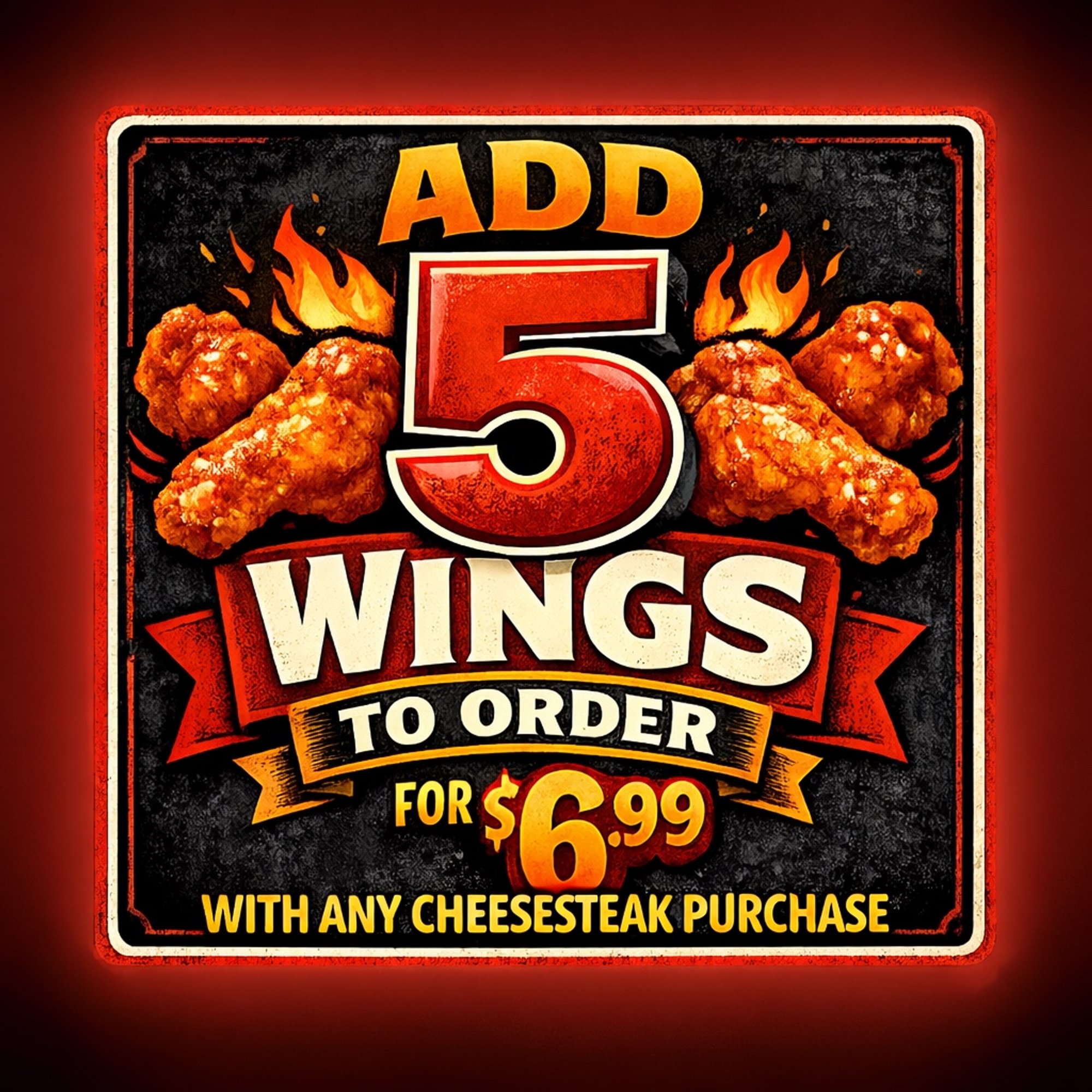 Add 5 Piece Wing (Cheesesteak Sale Only)