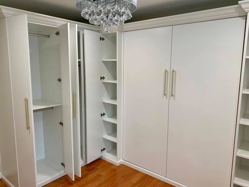 White Murphy Bed w/ extra storage