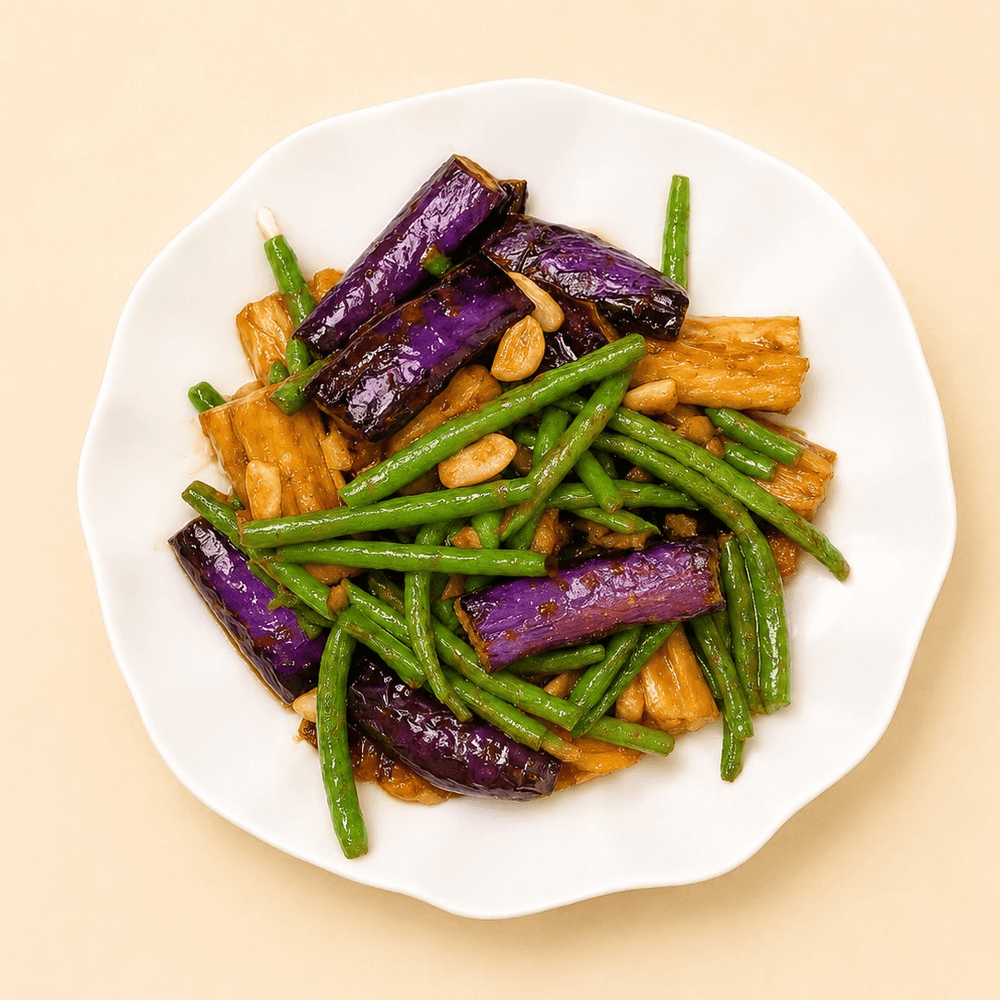 Braised Eggplant with Green Beans / 茄子烩豆角