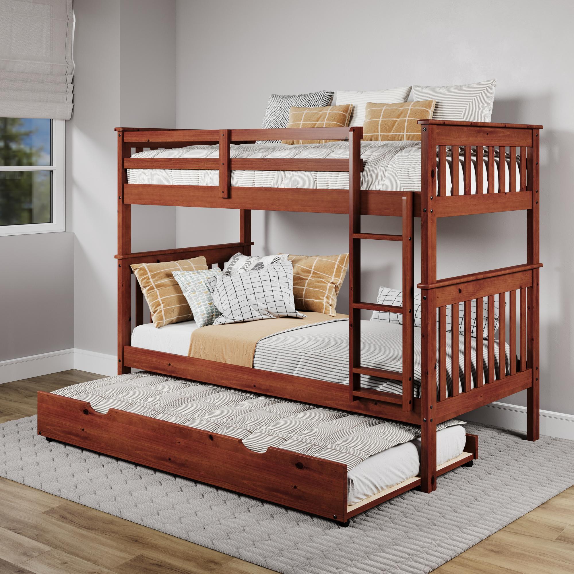 Twin over Twin Mission Espresso Bunk Bed with Twin Trundle