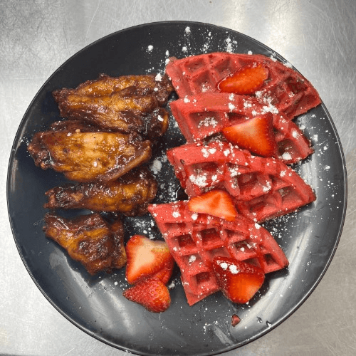 Chicken & Red Velvet Waffles