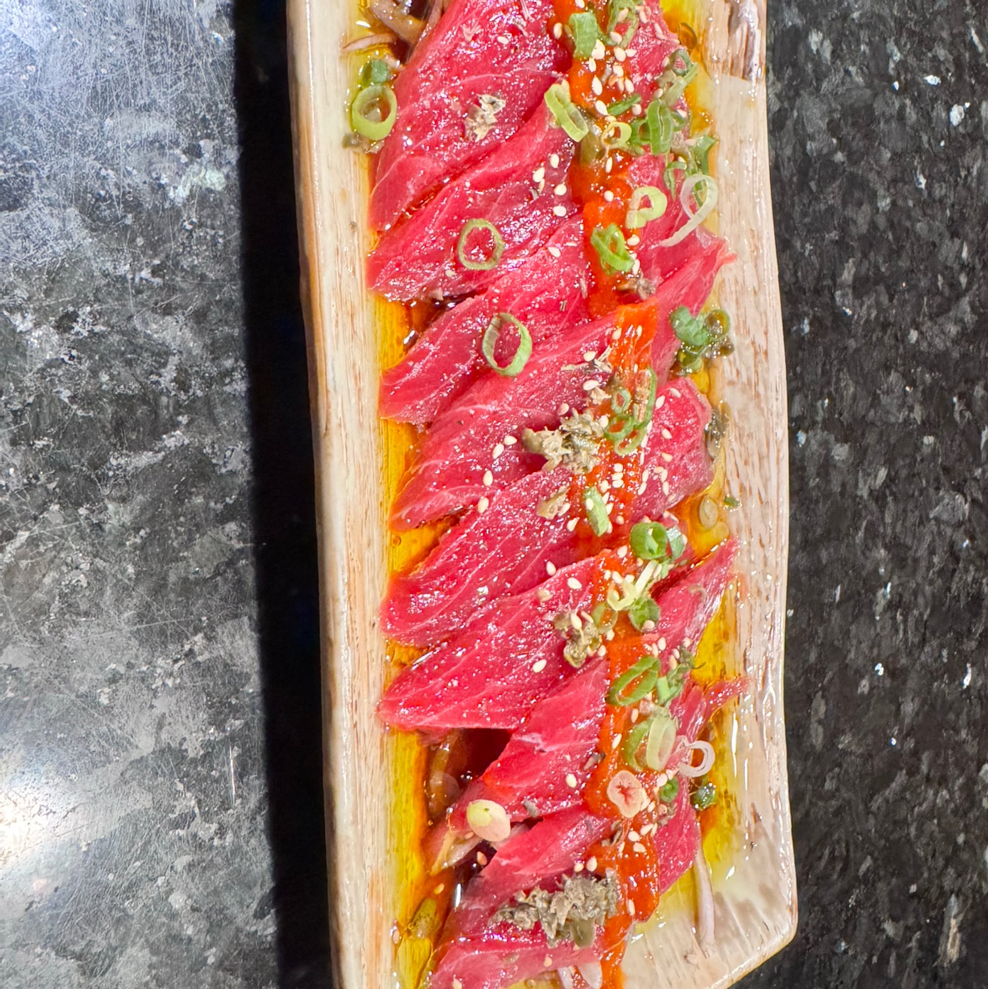 Tuna Tataki, White Fish, or Escolar Carpaccio